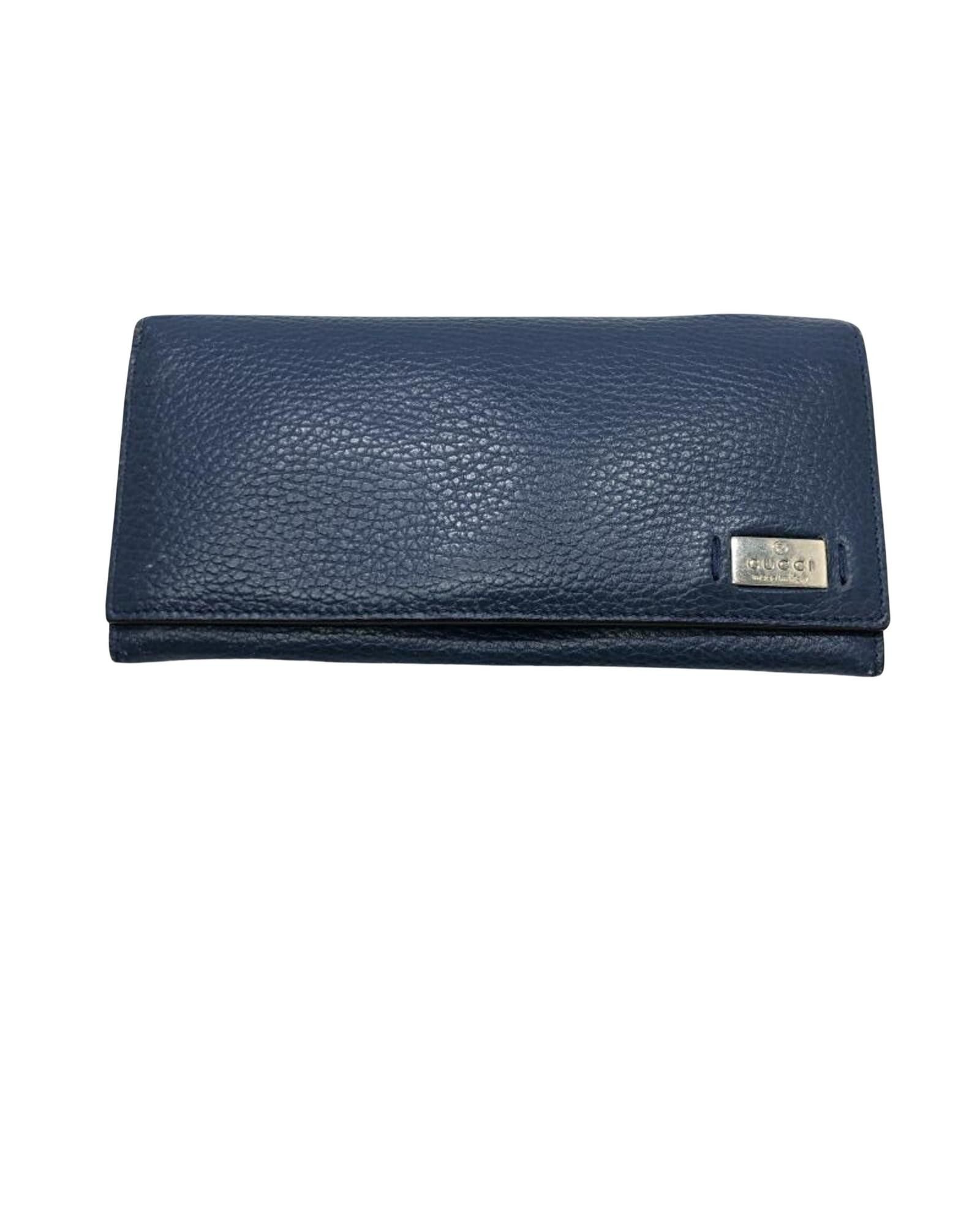 image of Gucci Sophisticated Blue Leather Bi-Fold Wallet, Men's