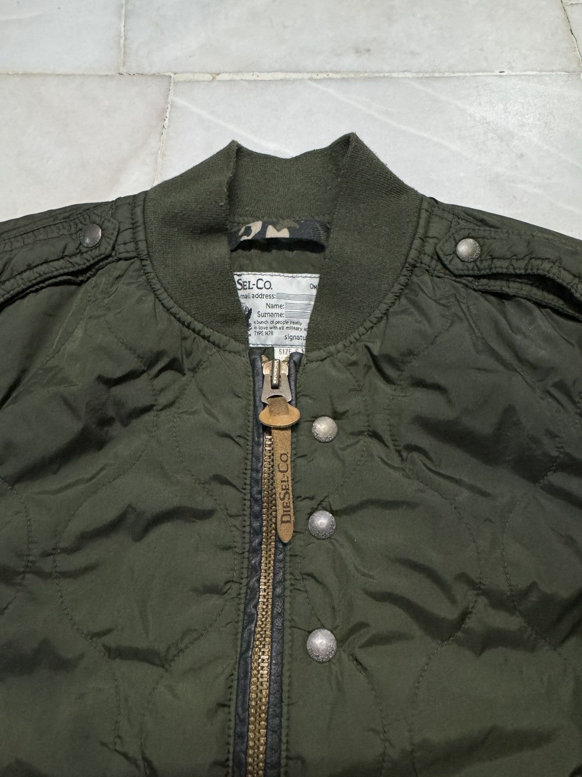 Diesel 💥VINTAGE Y2K DIESEL-CO OLIVE GREEN MILITARY DISTRESS BOMBERS Size US S / EU 44-46 / 1 - 3 Thumbnail