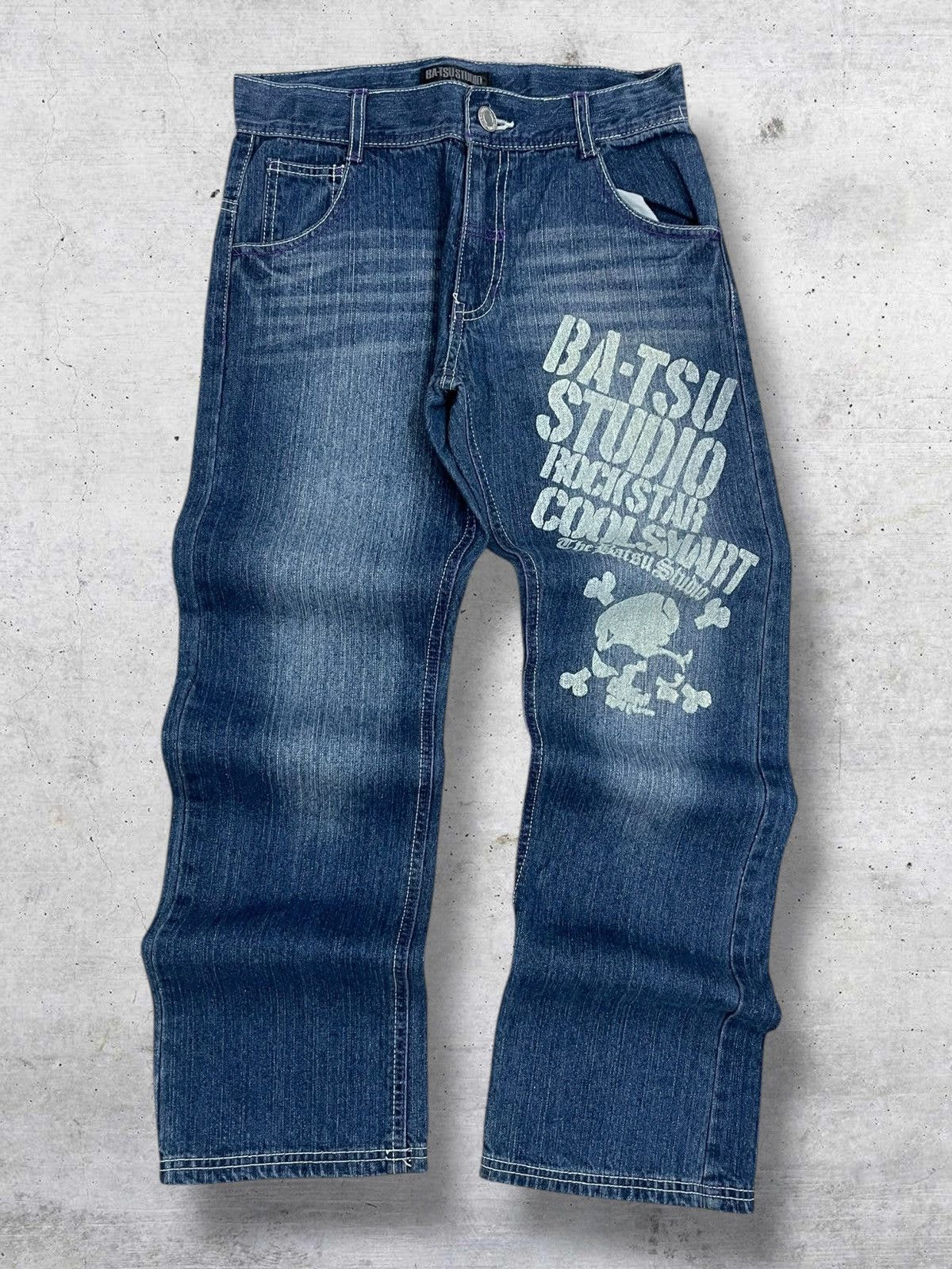 Hysteric Glamour VINTAGE BA-TSU JAPAN ICONIC STREETWEAR SKULL PRINTED DENIM Size US 27 - 1 Thumbnail