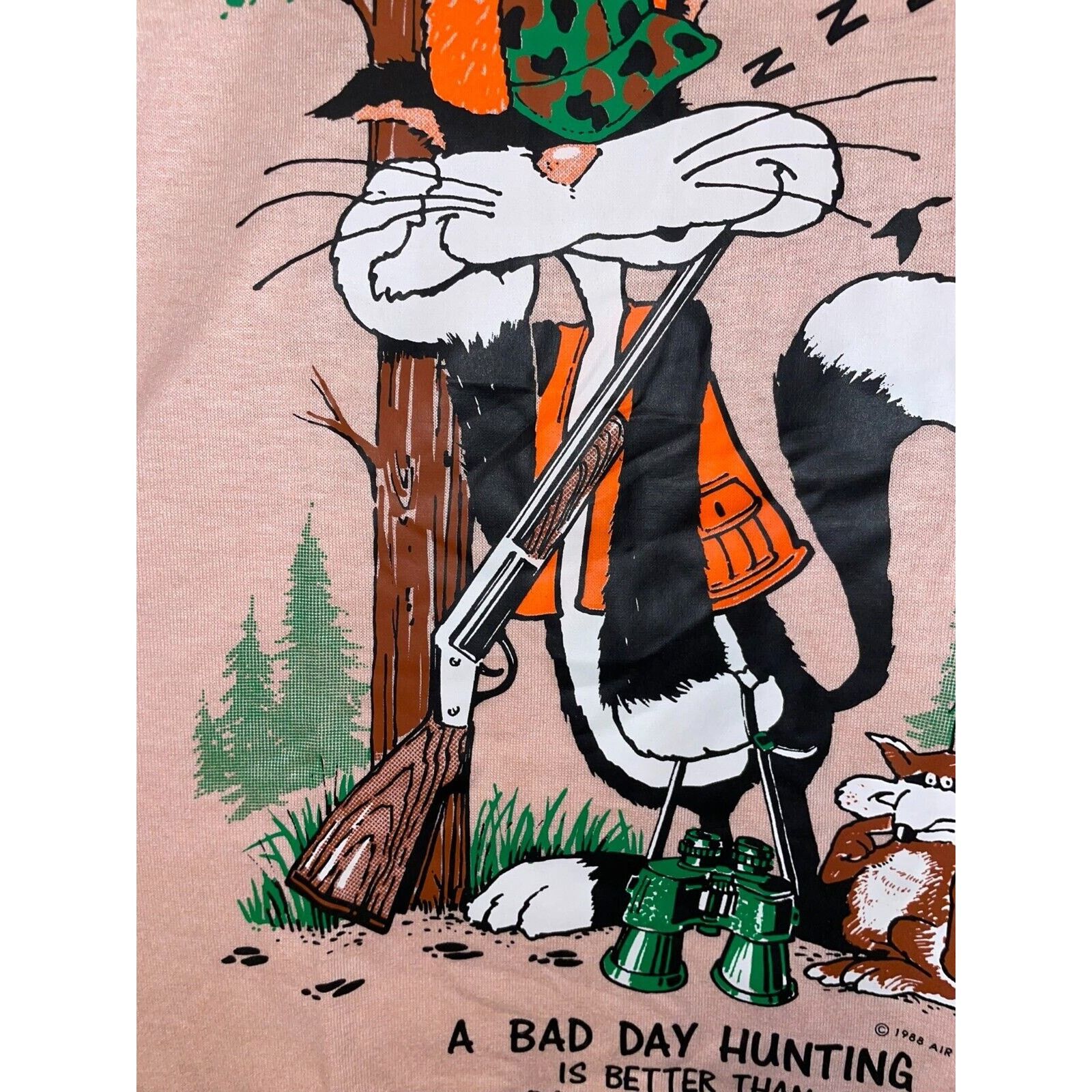 Jerzees Vintage Hunting Shirt A Bad Day Hunt Animal Tee 1986 80s M Size US M / EU 48-50 / 2 - 3 Thumbnail