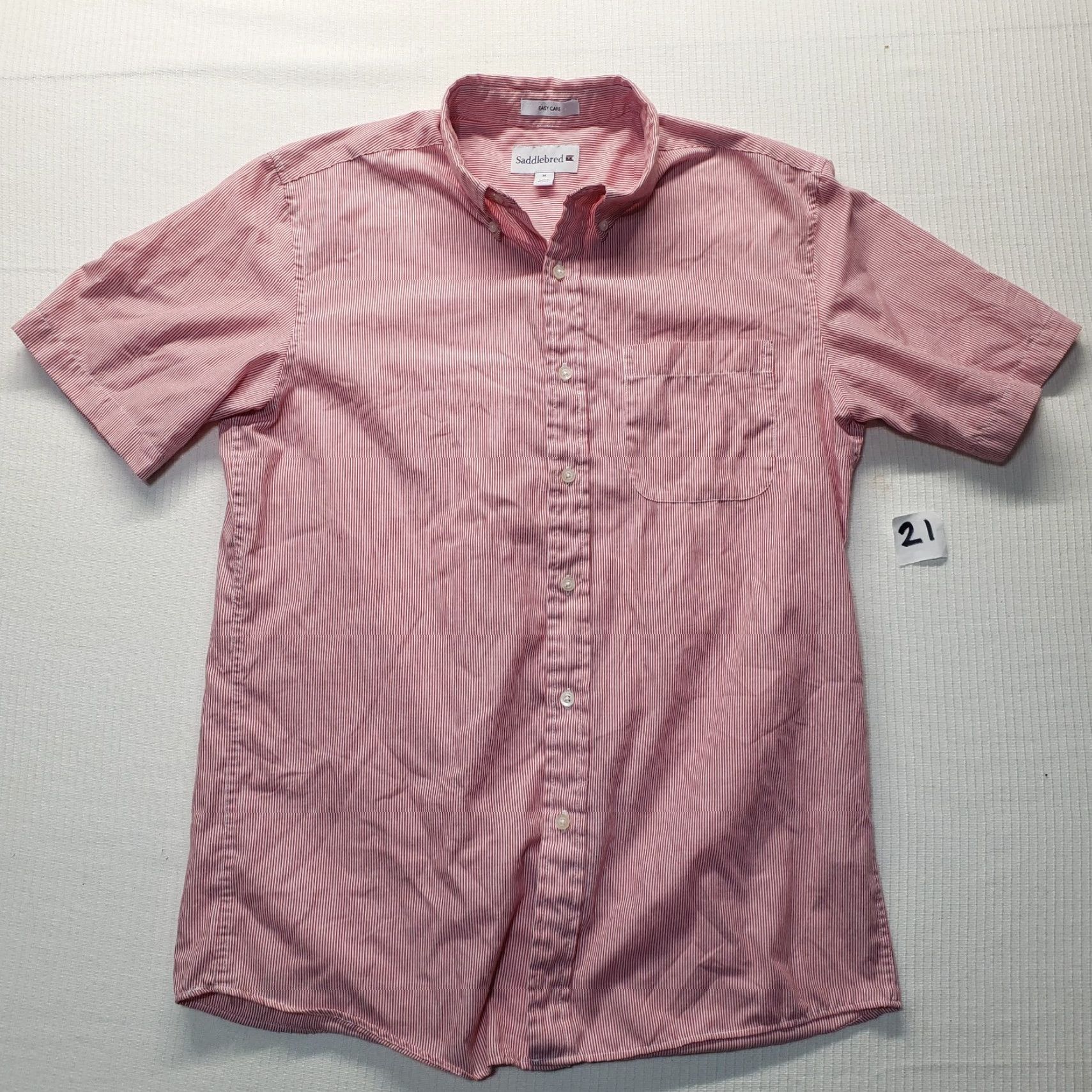 Vintage Saddlebred Men's Cotton Blend Short Sleeve Button-Up Shirt Size M Red Striped Casual Size US M / EU 48-50 / 2 - 2 Thumbnail