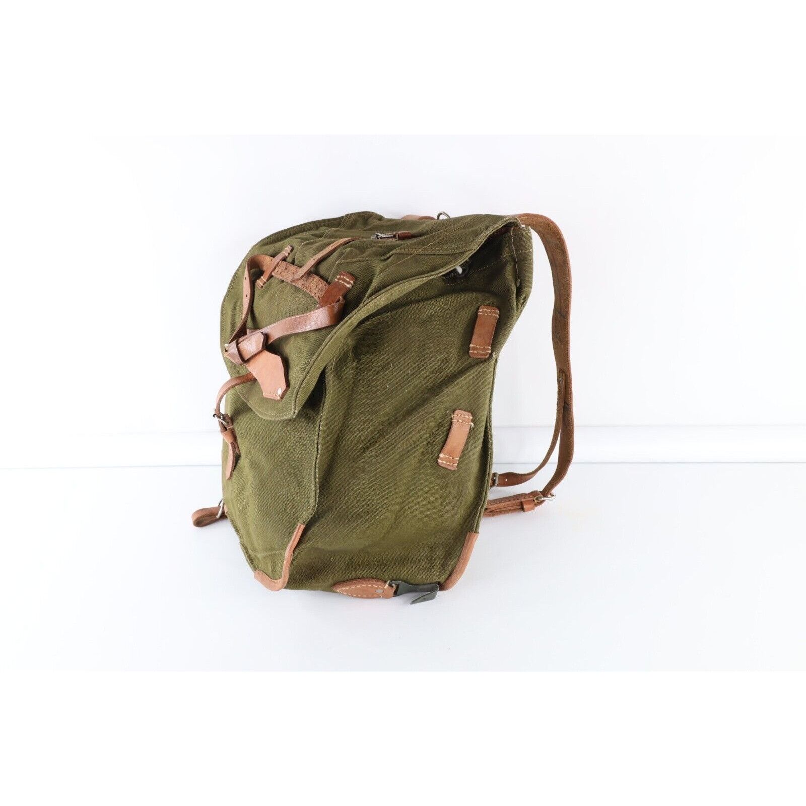 Vintage Vintage Romania Military Heavyweight Leather Trim Canvas Bag Size ONE SIZE - 3 Thumbnail
