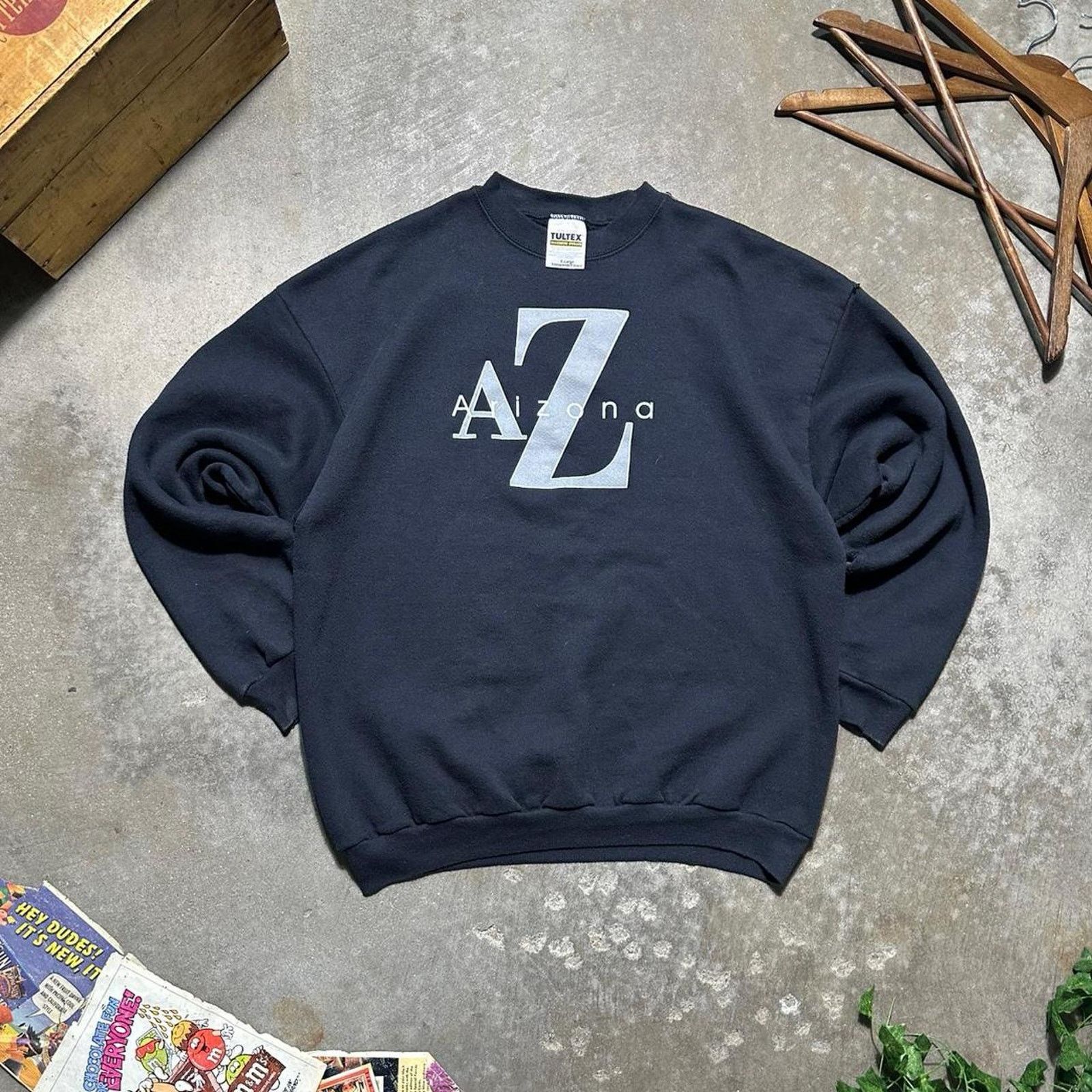 Tultex Vintage 90s Arizona Black and Grey Crewneck Boxy Sweatshirt Size US XL / EU 56 / 4 - 1 Thumbnail