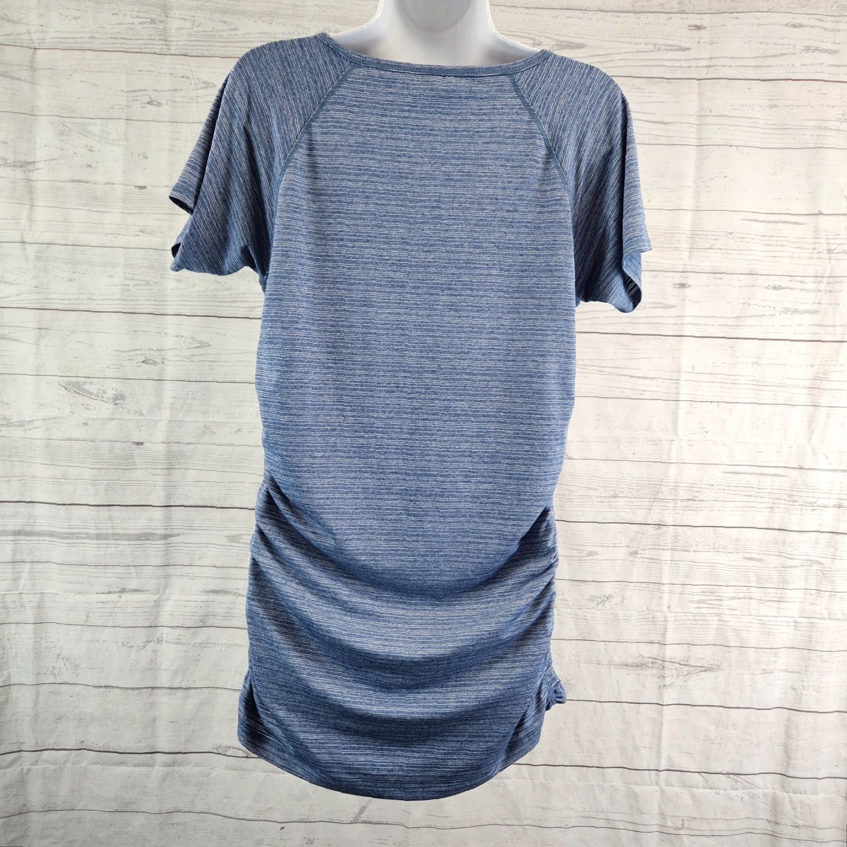 Eddie Bauer Eddie Bauer Womens Tunic Top Sz Large Blue Short Sleeve Ruched Size L / US 10 / IT 46 - 4 Thumbnail