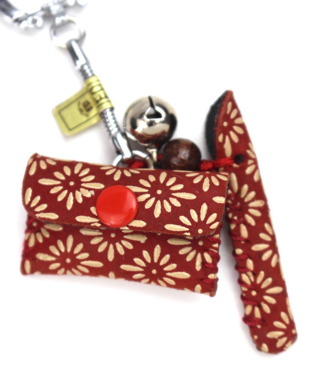 Vintage 2000S 印傳屋 INDEN-YA RED FLORAL LEATHER KEY HOLDER Size ONE SIZE - 2 Thumbnail