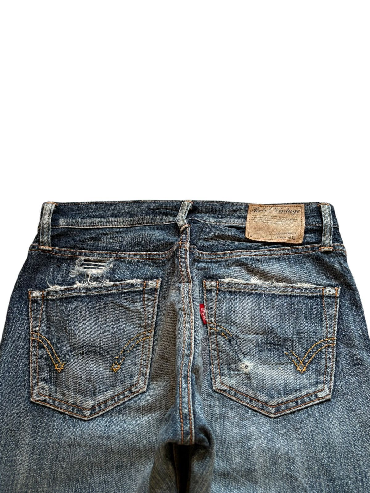 Edwin × Japanese Brand Rebel Vintage Edwin 503 Paint Patch Distress Rip Loose Jean Size US 29 - 8 Thumbnail