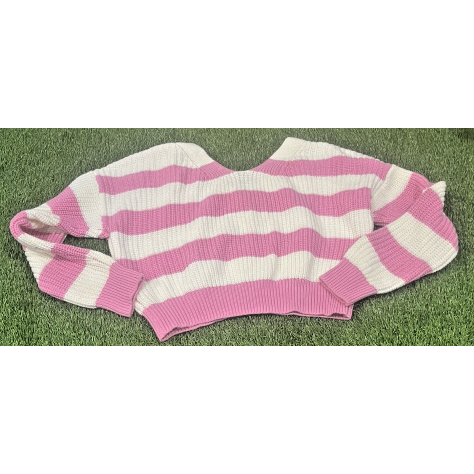 Anthropologie MOON & MADISON Cardigan Sweater Women Stripe Pink MEDIUM Size M / US 6-8 / IT 42-44 - 8 Thumbnail