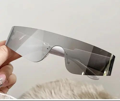 Electric Visual One Piece Flat Top Y2K Rimless Unisex Sunglasses Size ONE SIZE - 2 Thumbnail