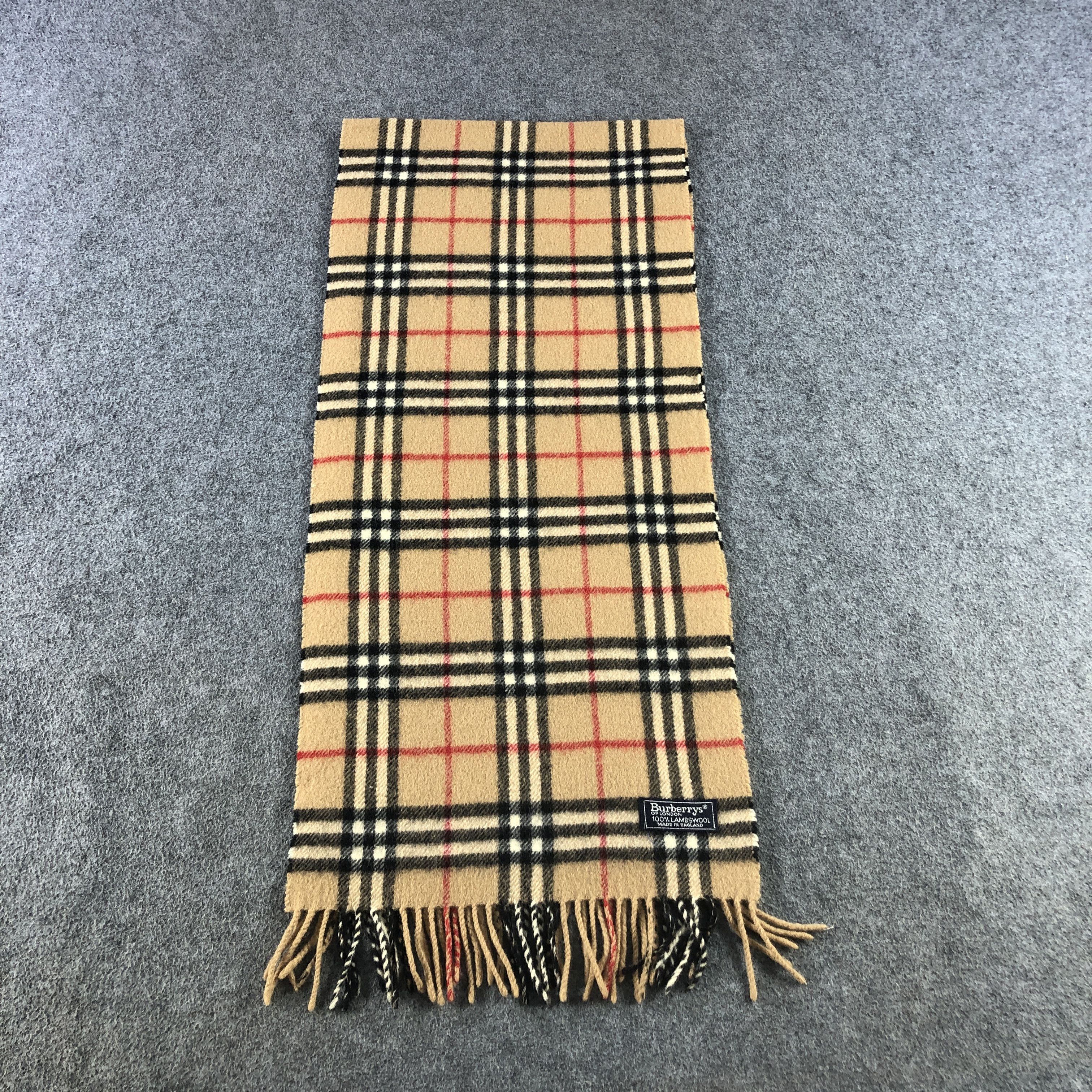 Burberry Burberrys Nova Check Tan Wool Scarf Muffler V2826 Size ONE SIZE - 2 Thumbnail