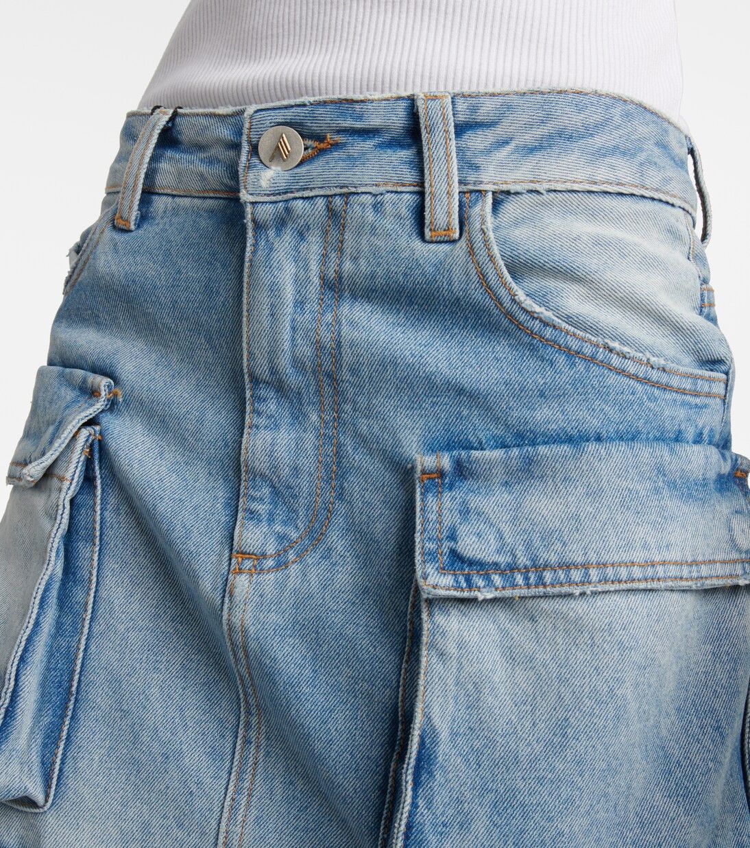 The Attico o1mle0526 Denim Midi Skirt in Blue Size 27" / US 4 / IT 40 - 2 Thumbnail