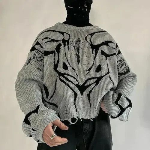Aran Isles Knitwear × Japanese Brand Y2k style pullover sweater with holes in Harajuku style Size US L / EU 52-54 / 3 - 1 Thumbnail