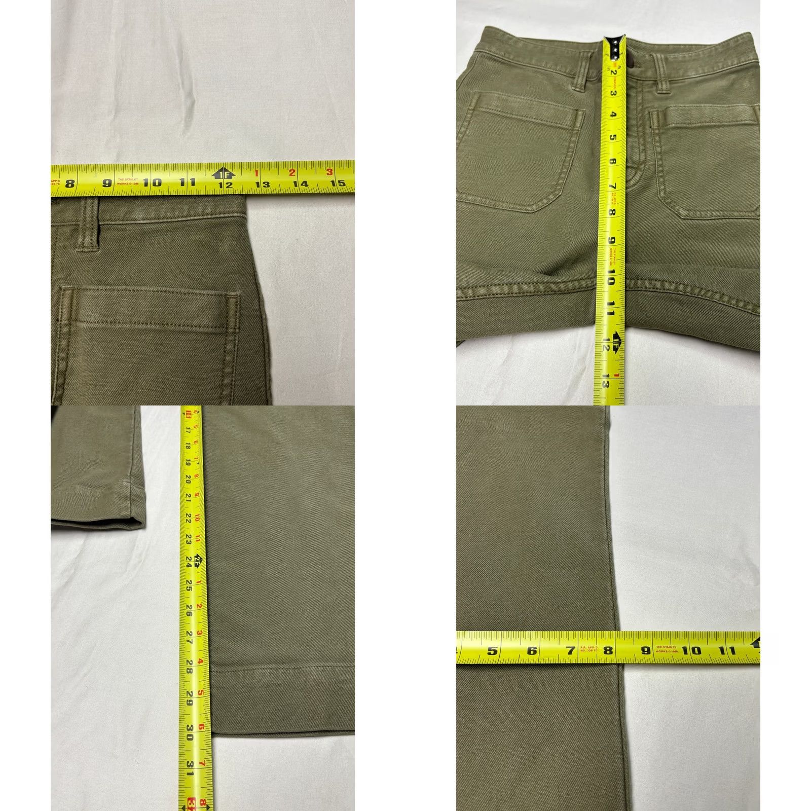 Faherty Faherty Women Olive Green Twill Stretch Patch Pocket Pants WBS2330-MYO 25x30 Size 42" / US 20 - 8 Thumbnail