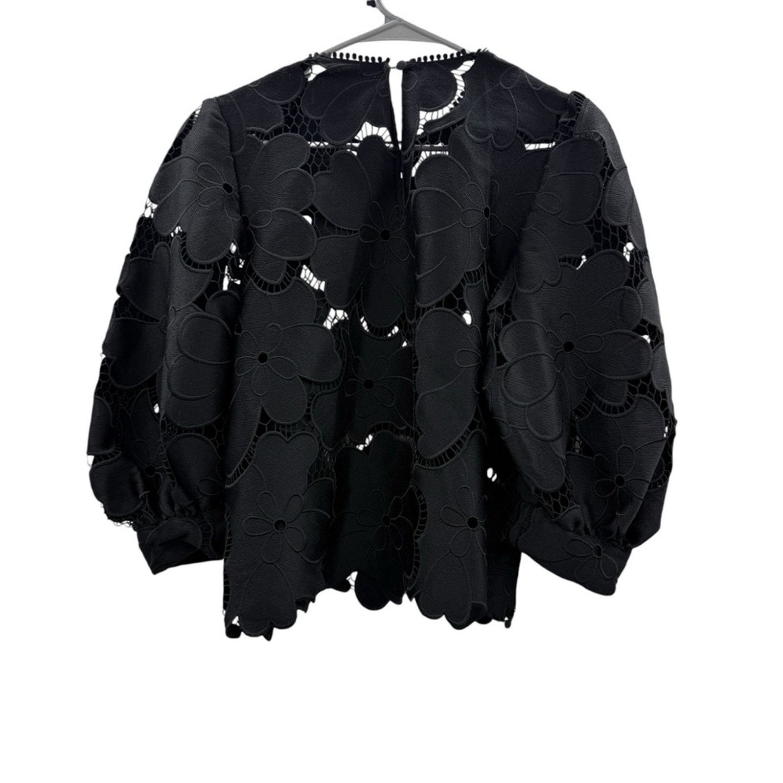 Hunter Bell Hunter Bell Peyton Puff Sleeve Black Floral Embroidered Top Size XS / US 0-2 / IT 36-38 - 4 Thumbnail