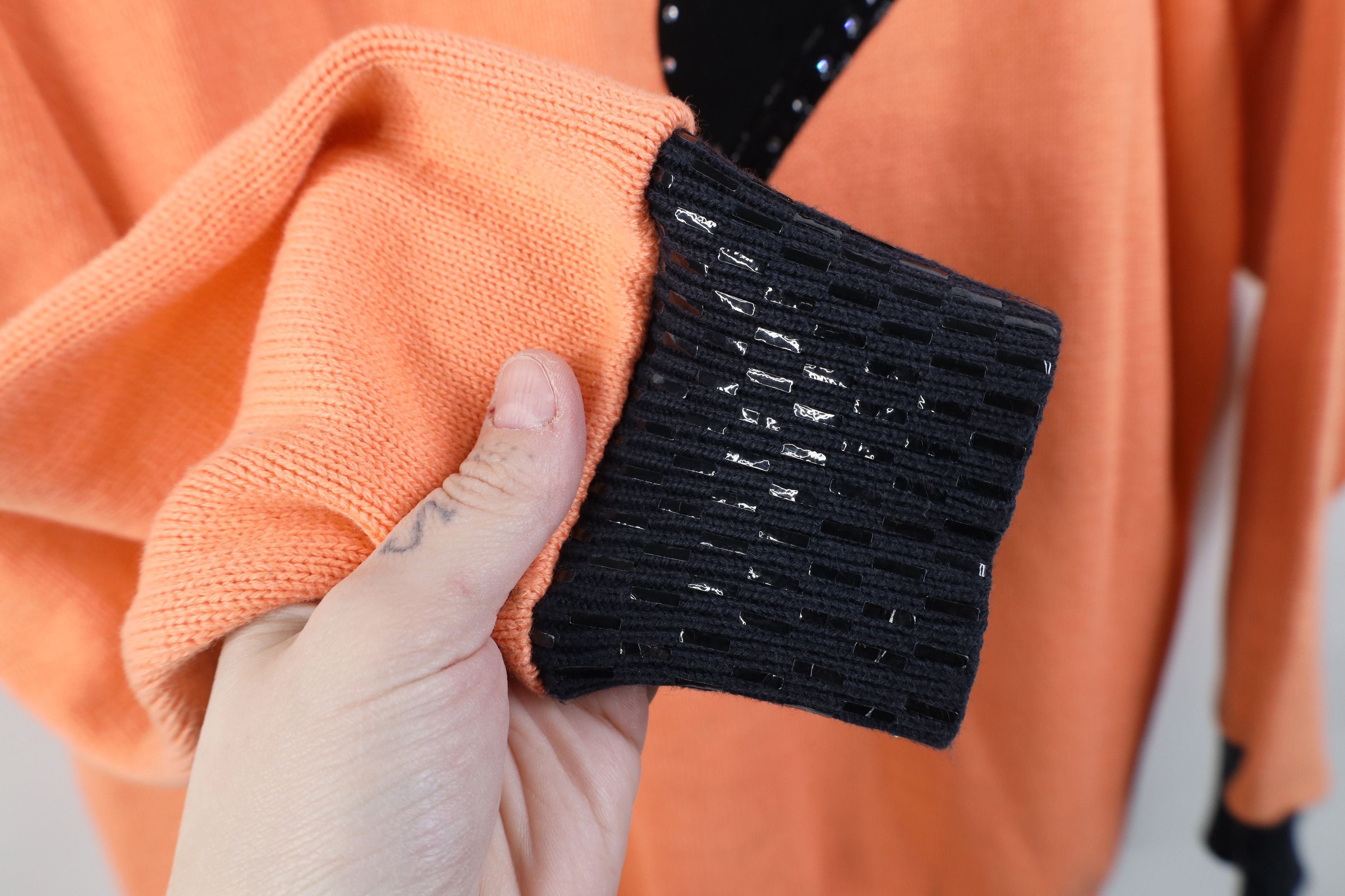 Vintage Vintage 90s Streetwear Rhinestone 1/4 Zip Knit Sweater Size L / US 10 / IT 46 - 10 Thumbnail