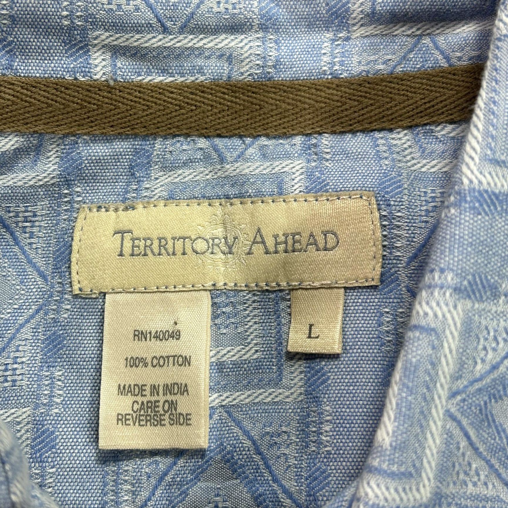The Territory Ahead Territory Ahead Shirt Mens Large Blue Geometric Cotton Button-Up Long Sleeve Size US L / EU 52-54 / 3 - 4 Thumbnail