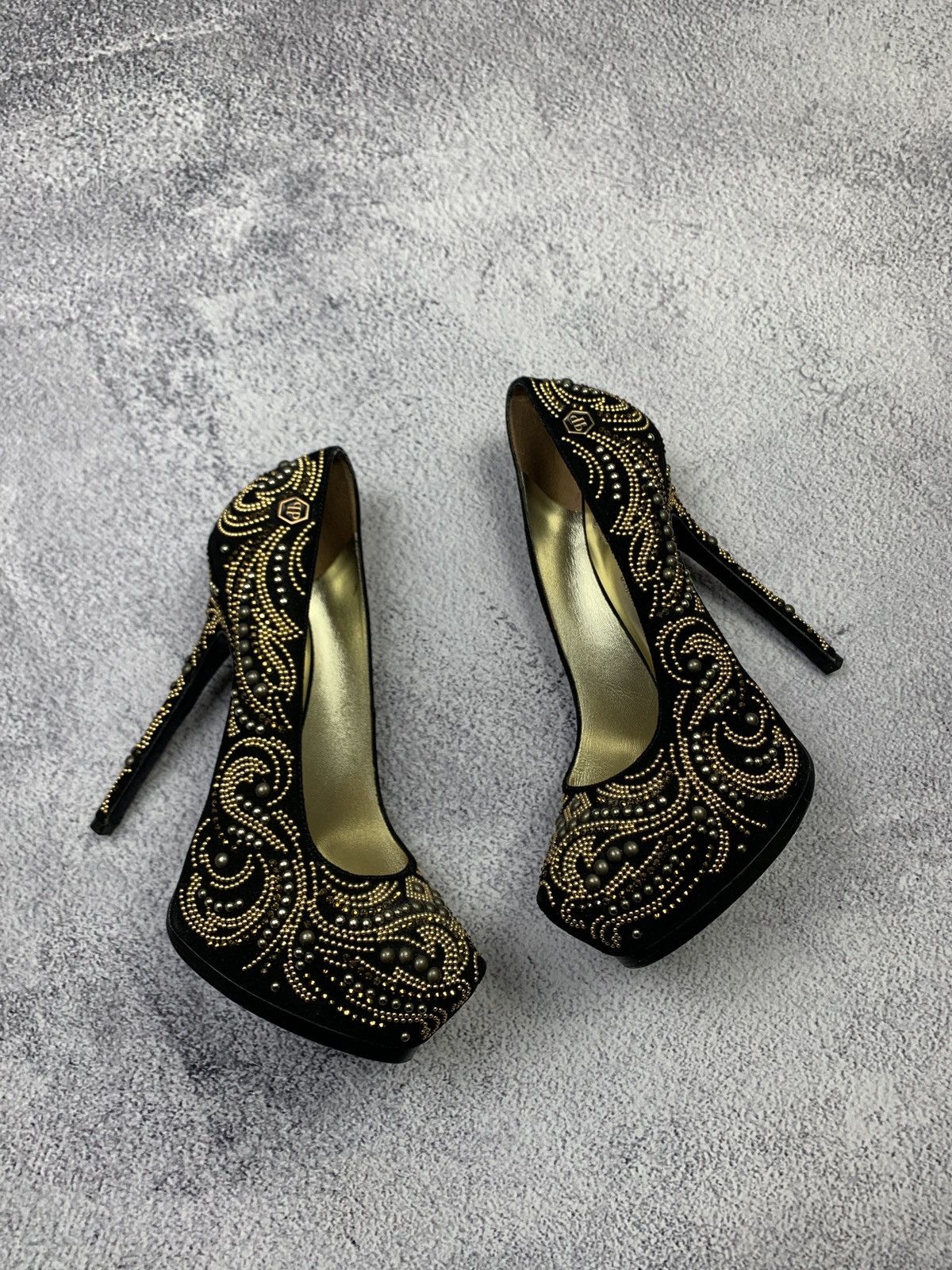 Philipp Plein Philipp Plein Womens Black Suede Platform Pumps Heels EU39 Size US 9 / IT 39 - 1 Thumbnail