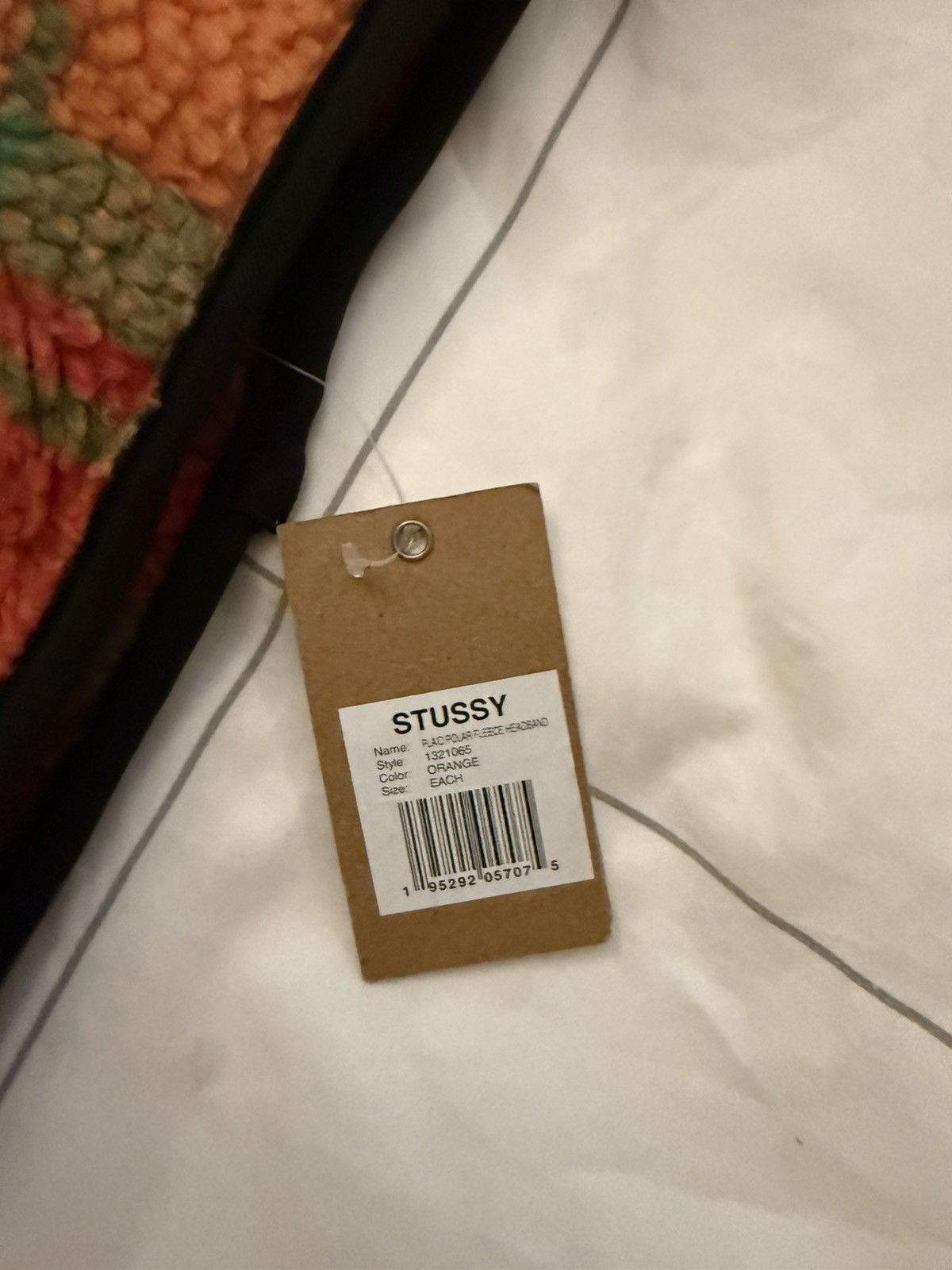 Stussy STUSSY MENS PLAID POLAR FLEECE HEADBAND 'ORANGE' Fleece O/S Size ONE SIZE - 4 Thumbnail