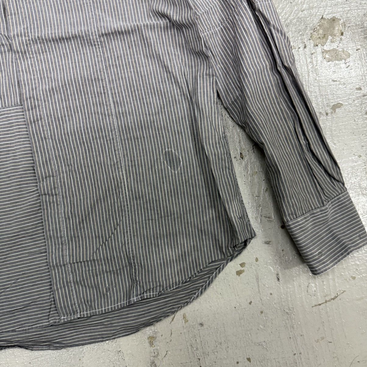 Neil Barrett Neil Barret Dipped Creased Stripe Popeline Shirts Size US XXS / EU 40 - 6 Thumbnail