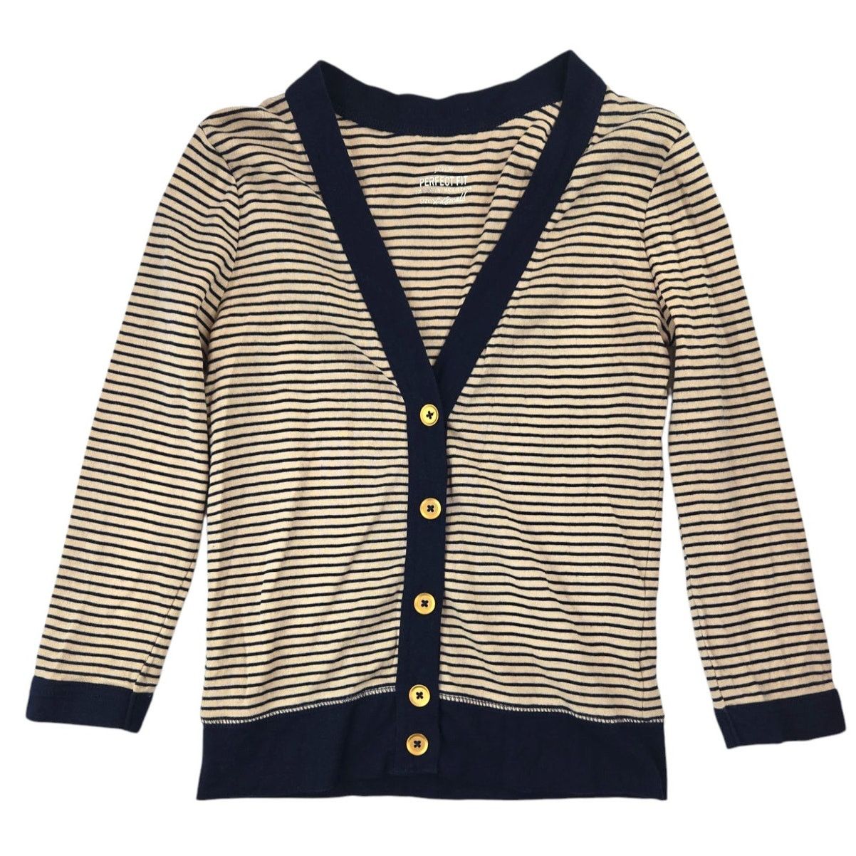 J.Crew J.Crew | Striped, Perfect Fit Cardigan Sweater | Size XXS Size XXS / US 00 / IT 34 - 1 Thumbnail