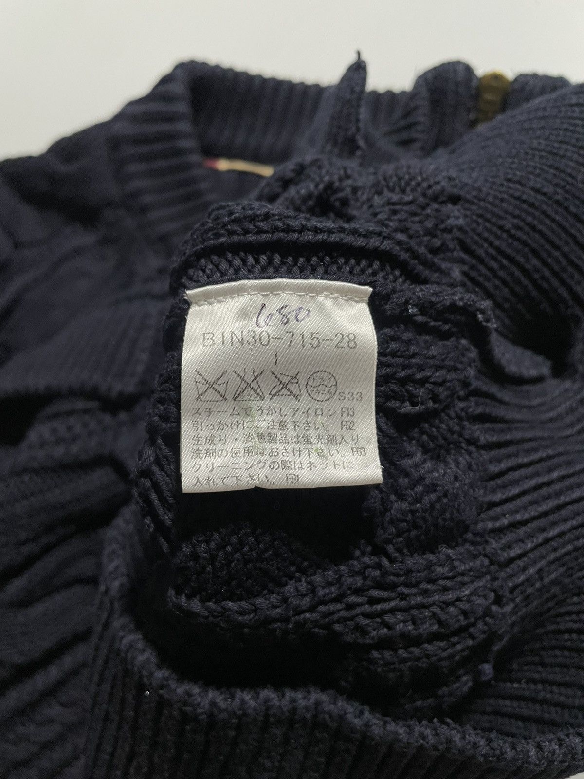Burberry Burberry Cable Knit Zip Up Cardigan - Navy Size S / US 4 / IT 40 - 6 Thumbnail