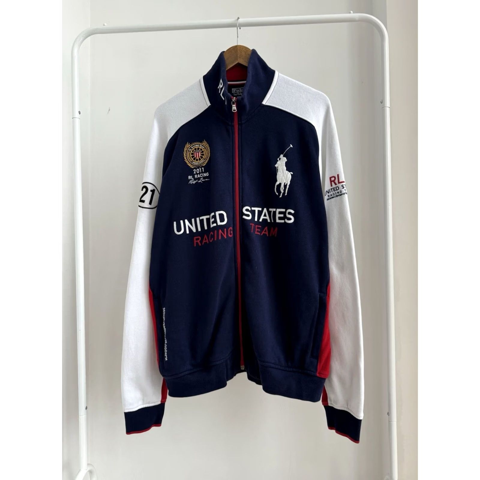 Polo Ralph Lauren VINTAGE Polo Ralph Lauren Racing Sweatshirt XL Blue USA Polo RL Racing 80s 90s Mens Pullover Size US XL / EU 56 / 4 - 2 Thumbnail