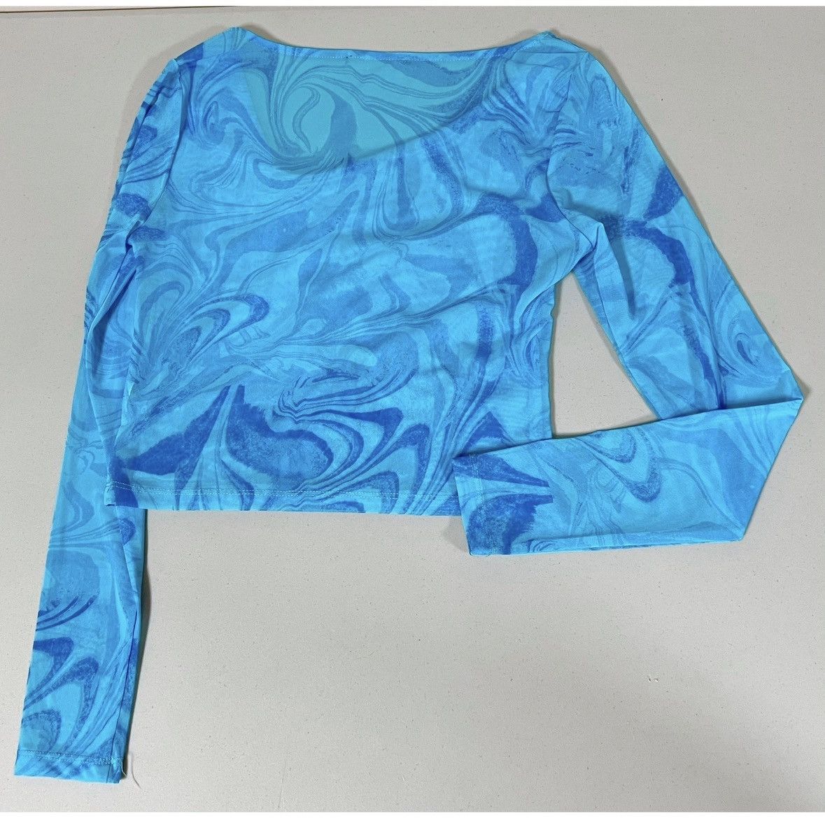 Japanese Brand Blue Trippy Mesh Long Sleeve Tee T-Shirt Top Blouse Size M 💙 Size M / US 6-8 / IT 42-44 - 2 Thumbnail