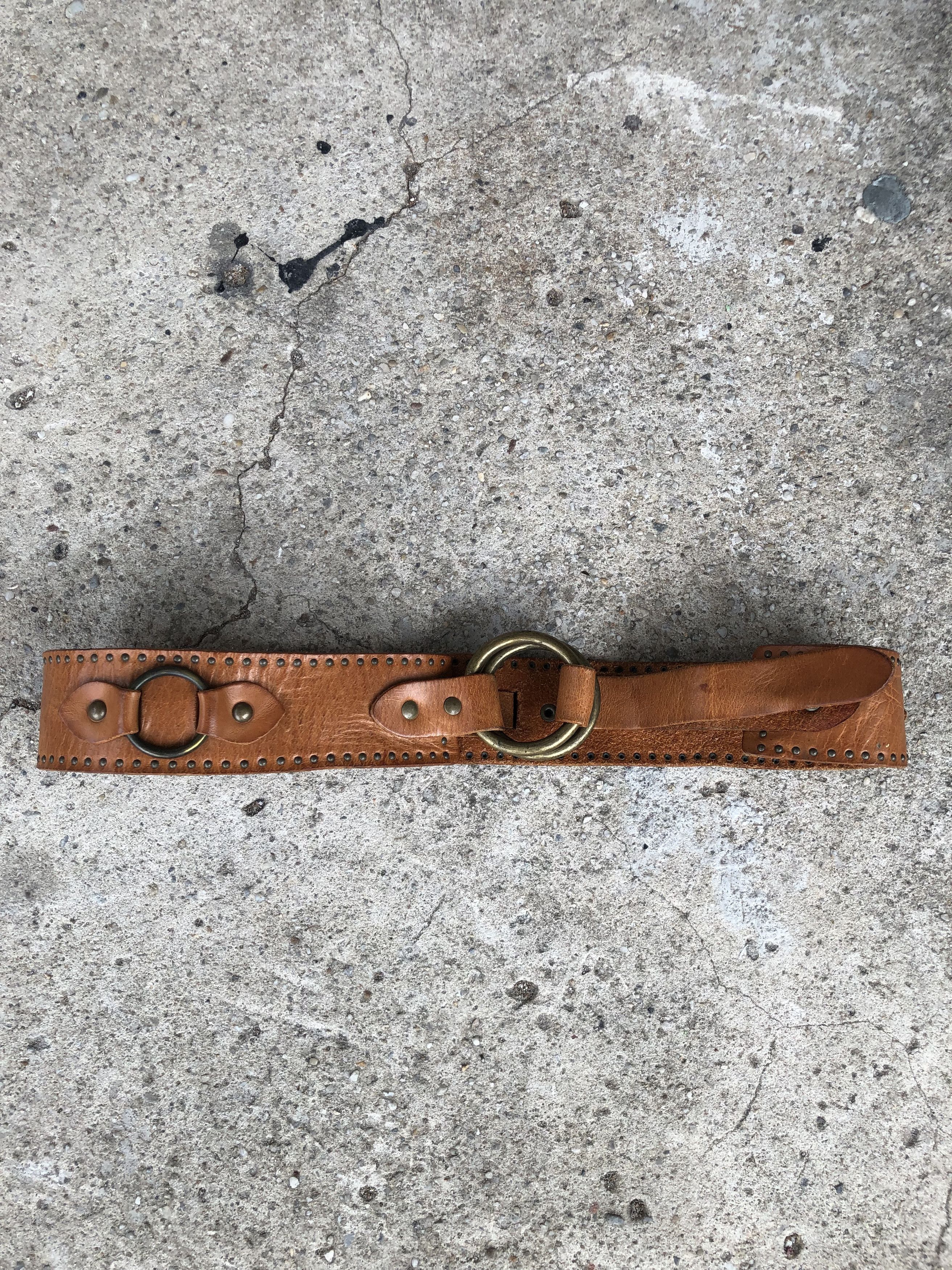 If Six Was Nine × KMRii × Le Grande Bleu (L.G.B.) Vintage Cowboy Studed Genuine Leather belt Size ONE SIZE - 3 Thumbnail