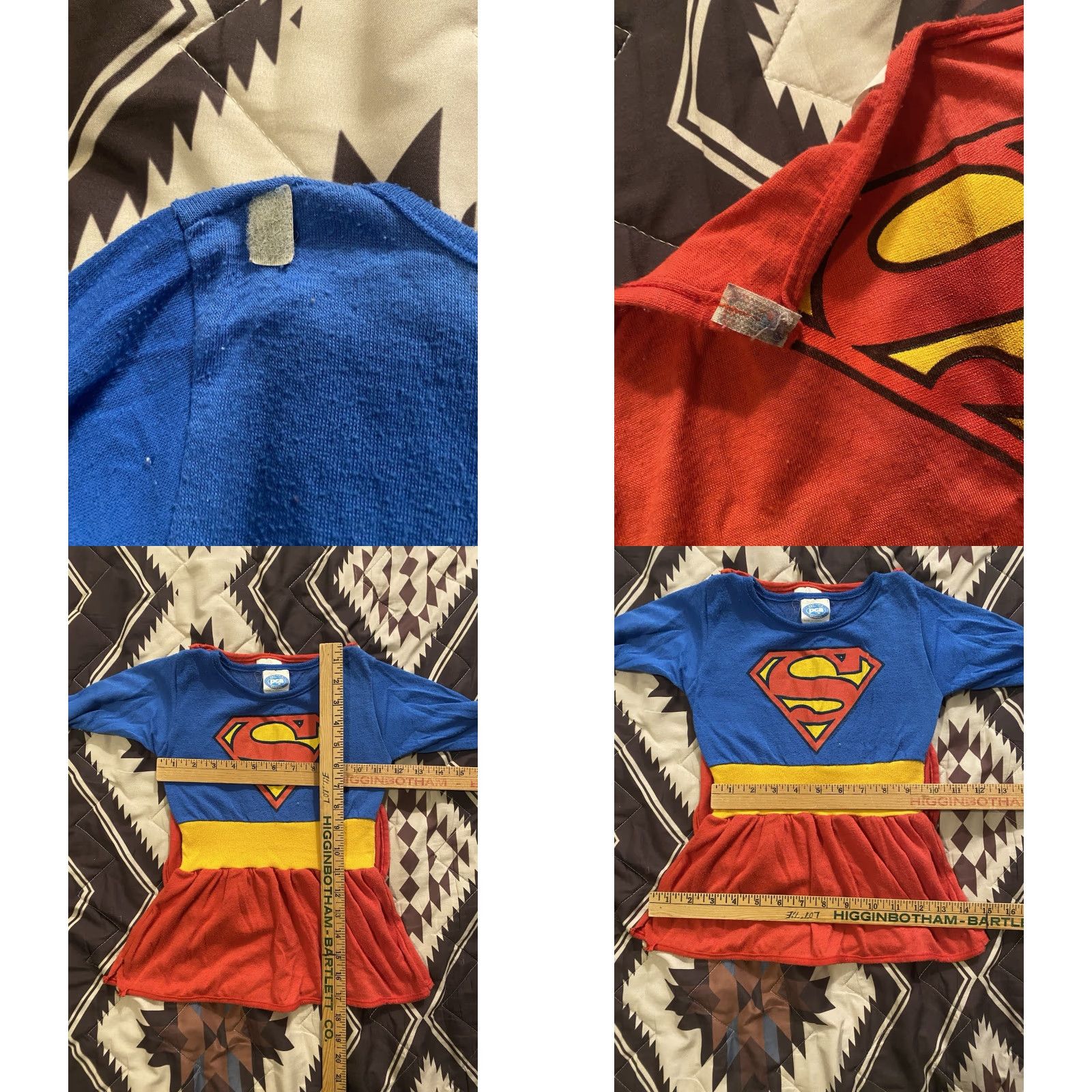 Vintage VINTAGE Supergirl Little Girls Dress Caped PJs Costume 1970s 5 Blue Cotton Blend Long Sleeve Girls Size ONE SIZE - 8 Thumbnail