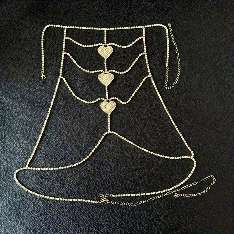Other Gold Sexy Heart Body Chain Bra Festival Jewelry Lingerie Size ONE SIZE - 2 Thumbnail