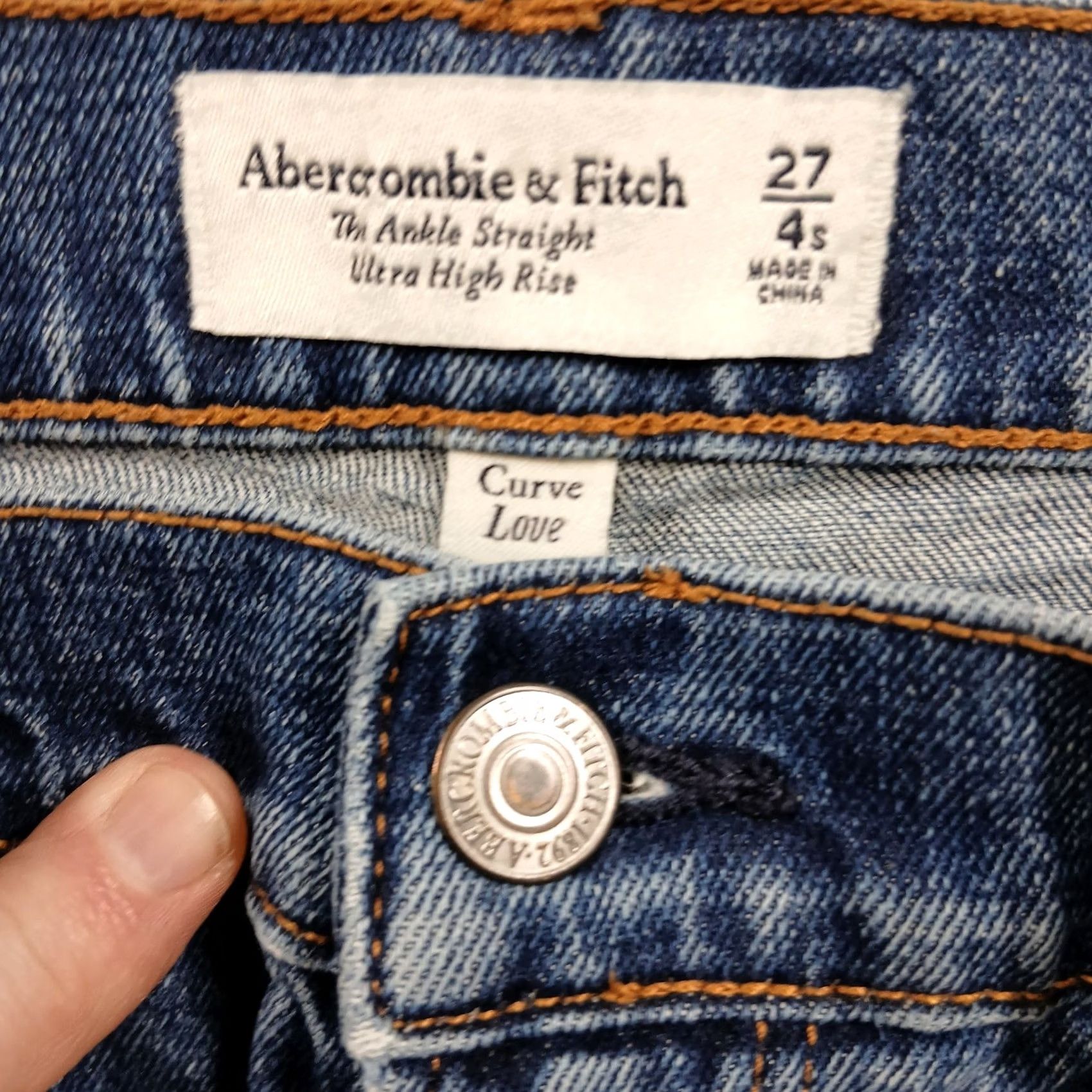 Abercrombie & Fitch VINTAGE Abercrombie & Fitch Curve Love The Ankle Straight Jeans 27P Blue 5-Pocket Stretch High Rise Womens 4S Size 27" / US 4 / IT 40 - 4 Thumbnail