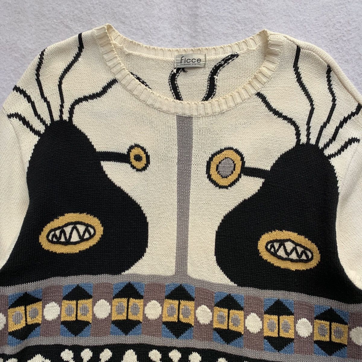 Yoshiyuki Konishi 1980s Ficce (By Yoshiyuki Konishi) Monster Abstract Knit Top Size US L / EU 52-54 / 3 - 4 Thumbnail