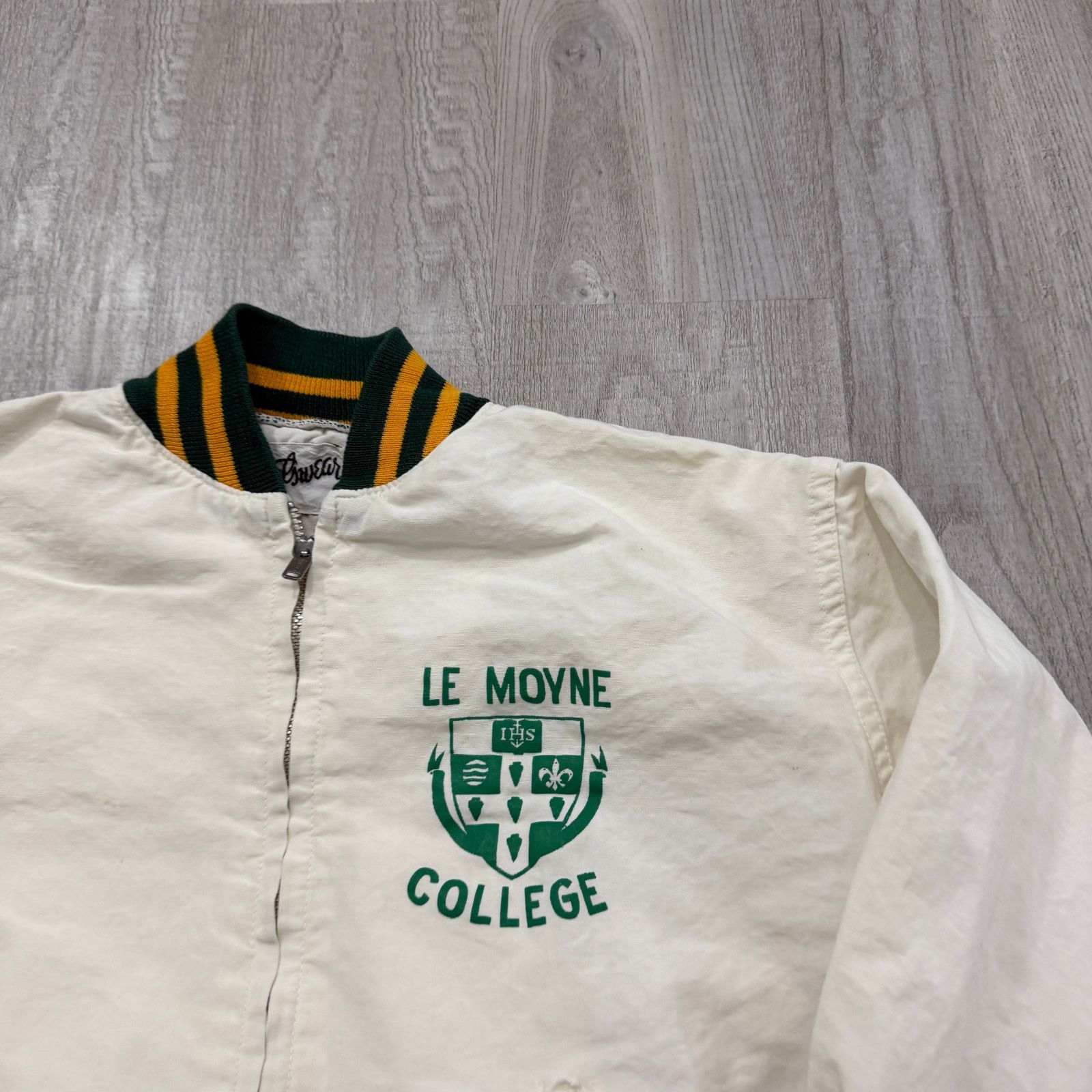 Vintage Vintage Le Moyne College Bomber Jacket Men's Small White 60s Size US S / EU 44-46 / 1 - 3 Thumbnail