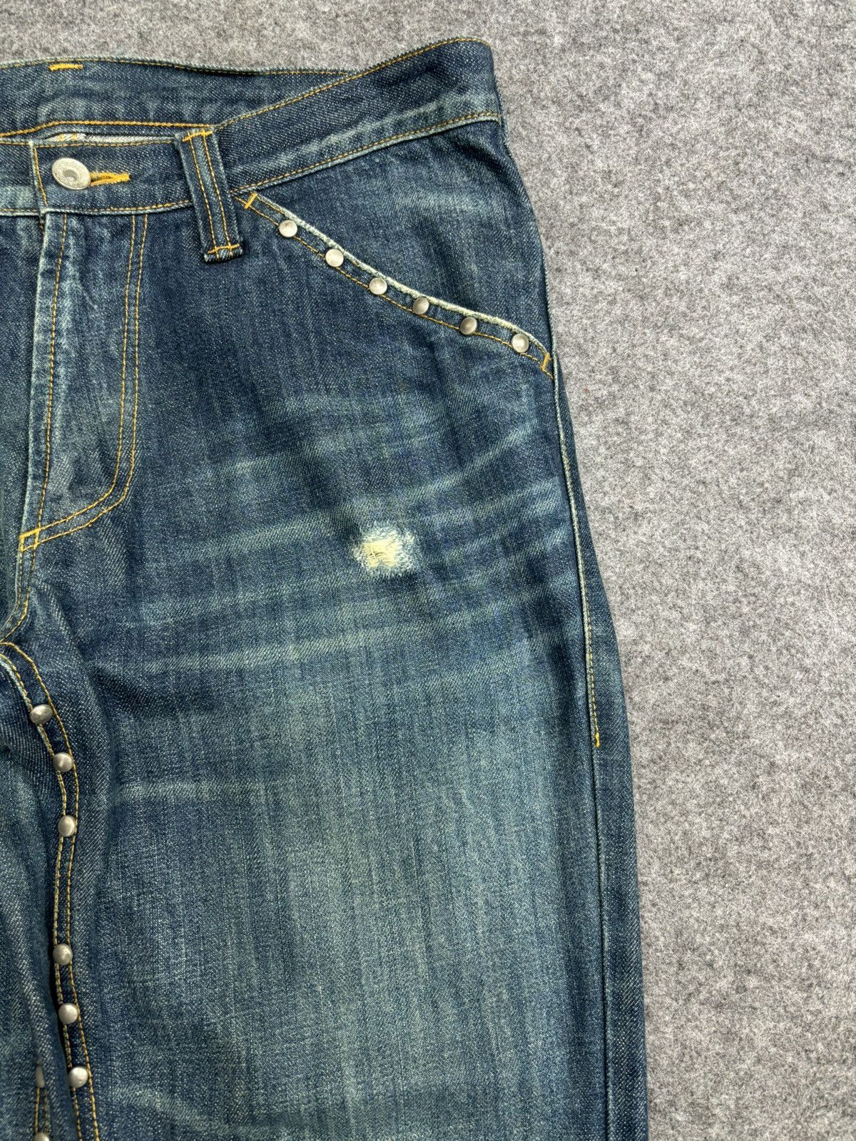 Japanese Brand 💥Designer💥Vintage Rodano Studded Distressed Denim F549 Size US 34 / EU 50 - 3 Thumbnail
