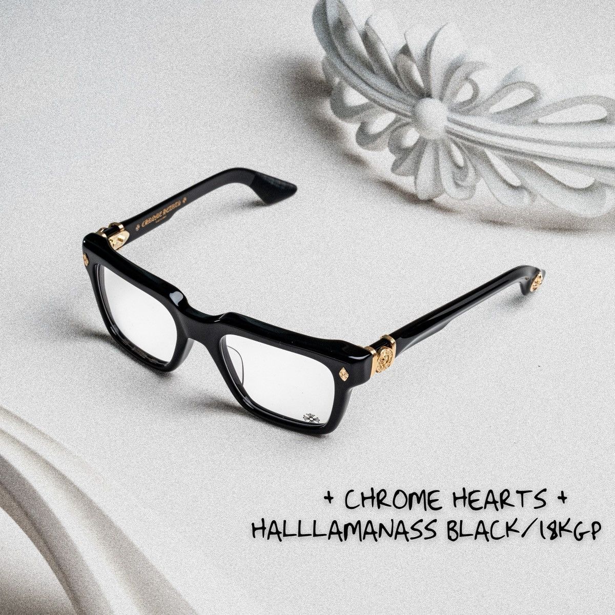 Chrome Hearts CHROME HEARTS HALLLAMANASS BLACK/ 18KGP GLASSES Size ONE SIZE - 1 Thumbnail