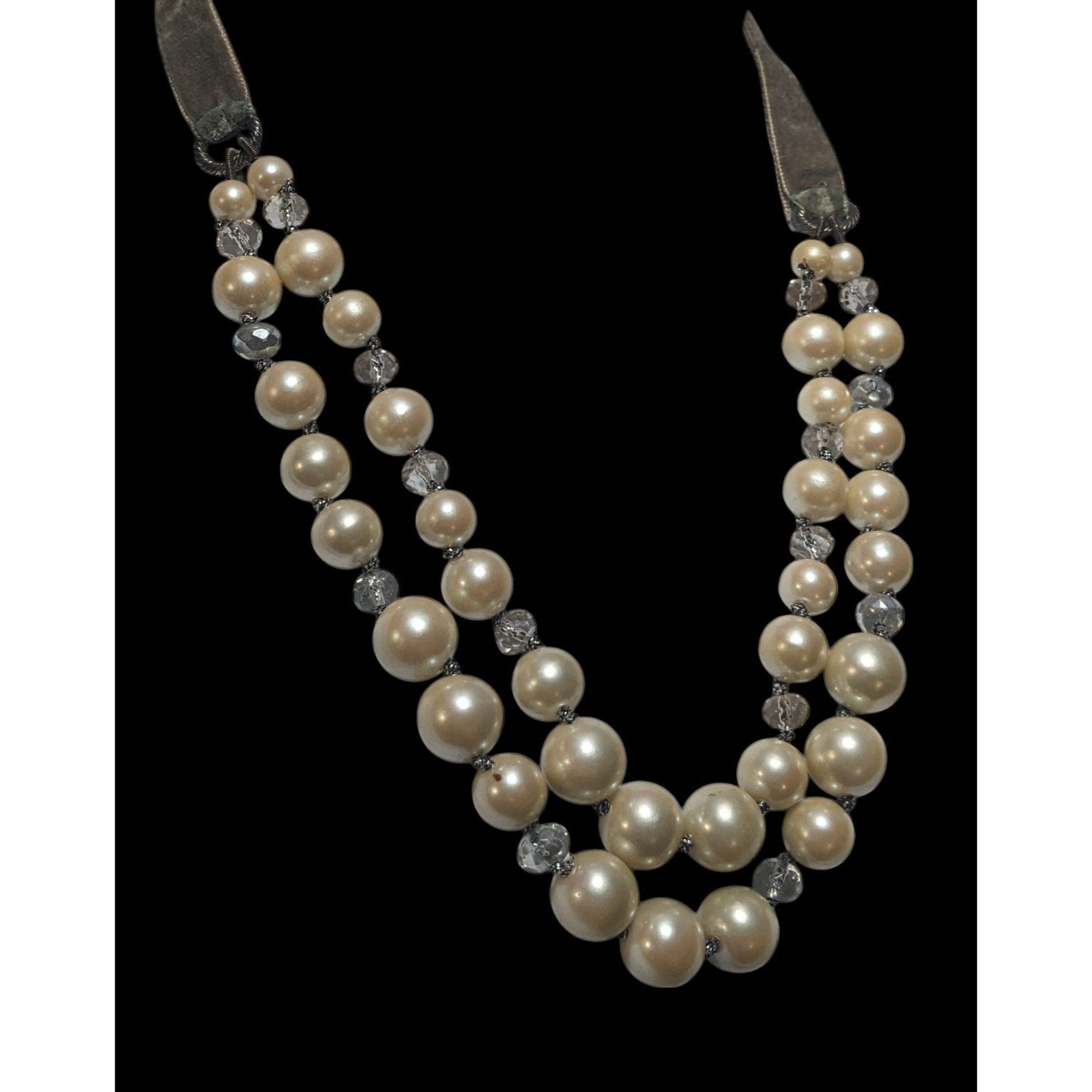 Monet Vintage Monet Green Velvet And Pearl Necklace Size ONE SIZE - 3 Thumbnail