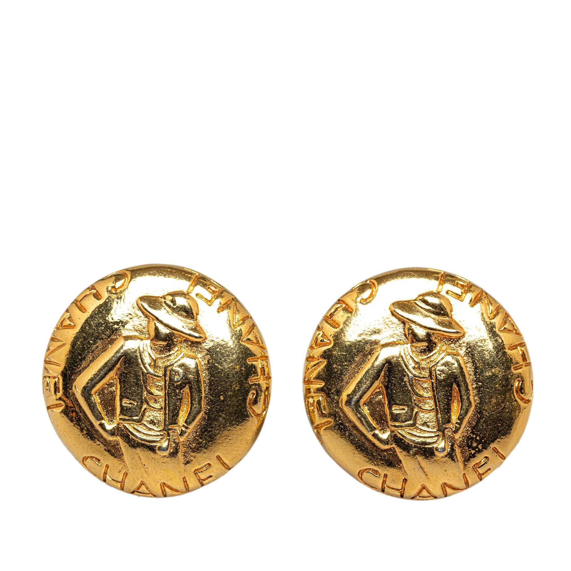 image of Chanel Mademoiselle Clip On Earrings Costume Earrings in Gold, Women's