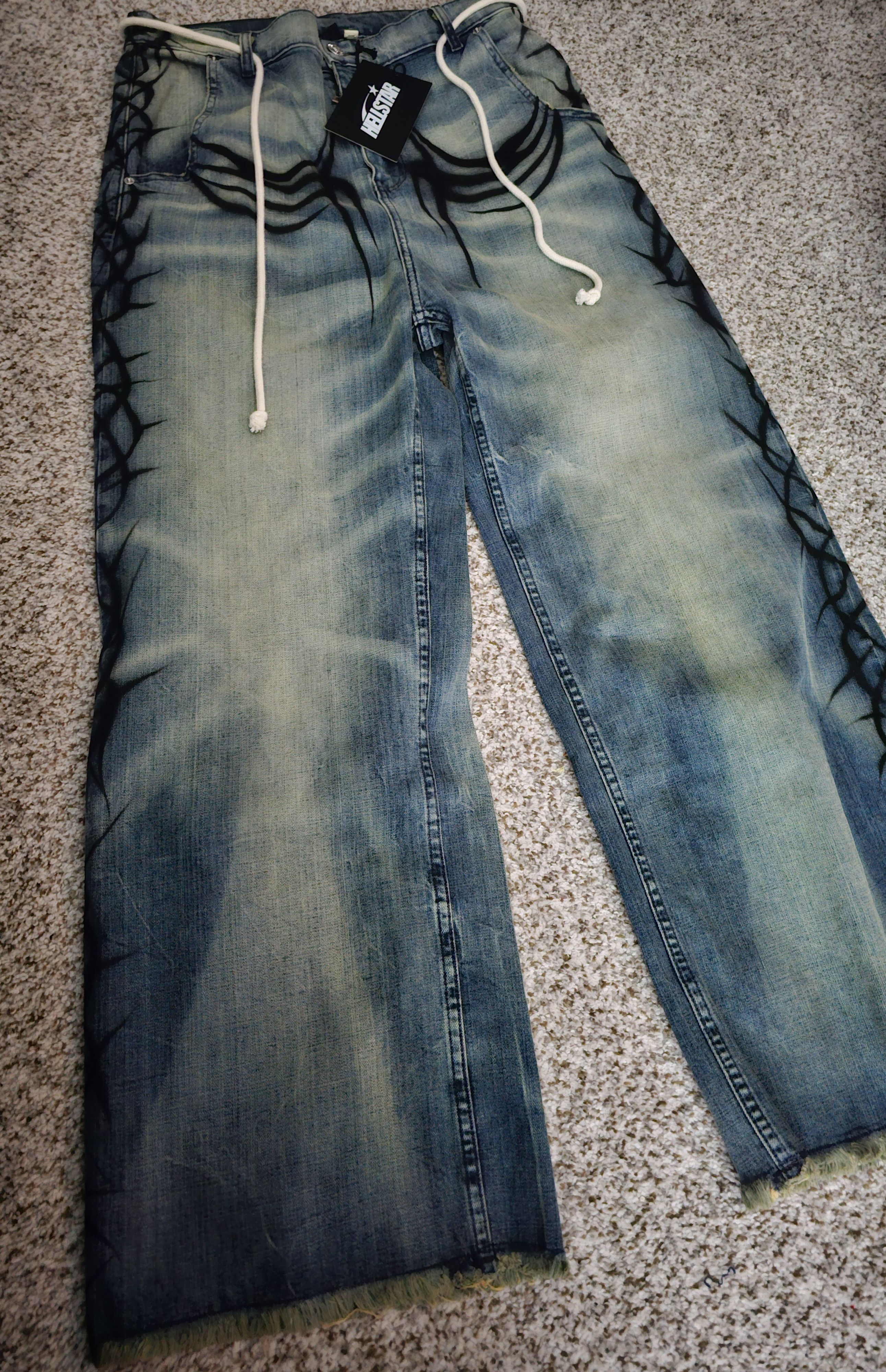HELLSTAR Hellstar Raw Edge Air Brushed Jeans Size US 34 / EU 50 - 4 Thumbnail