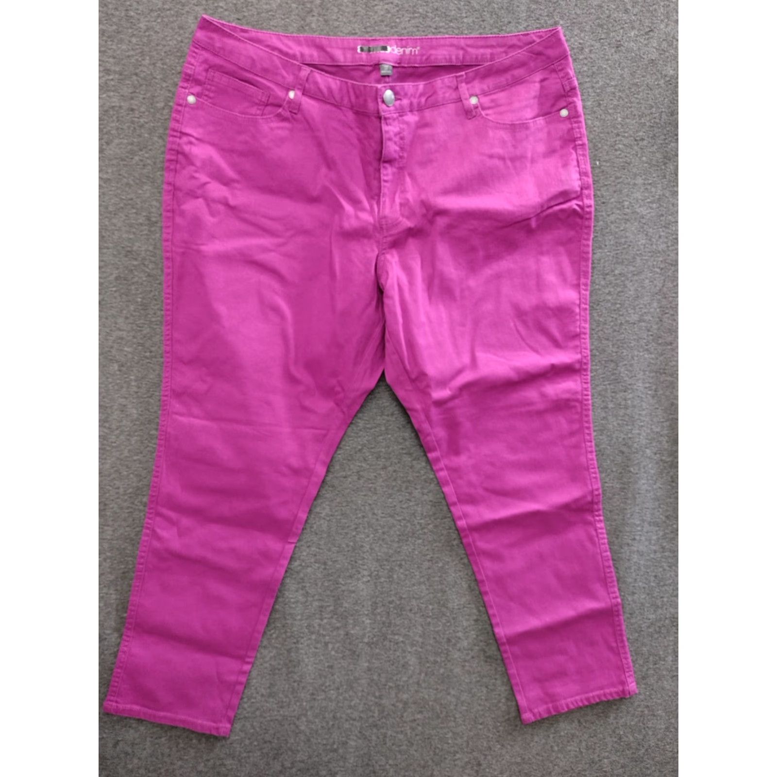 Denime Unbranded Women's Jeans Tapered Denim Pink/Purple 22 Plus Size High Rise 5-Pocket Stretch Denim Jeans Womens Size 40" / US 18 - 2 Thumbnail