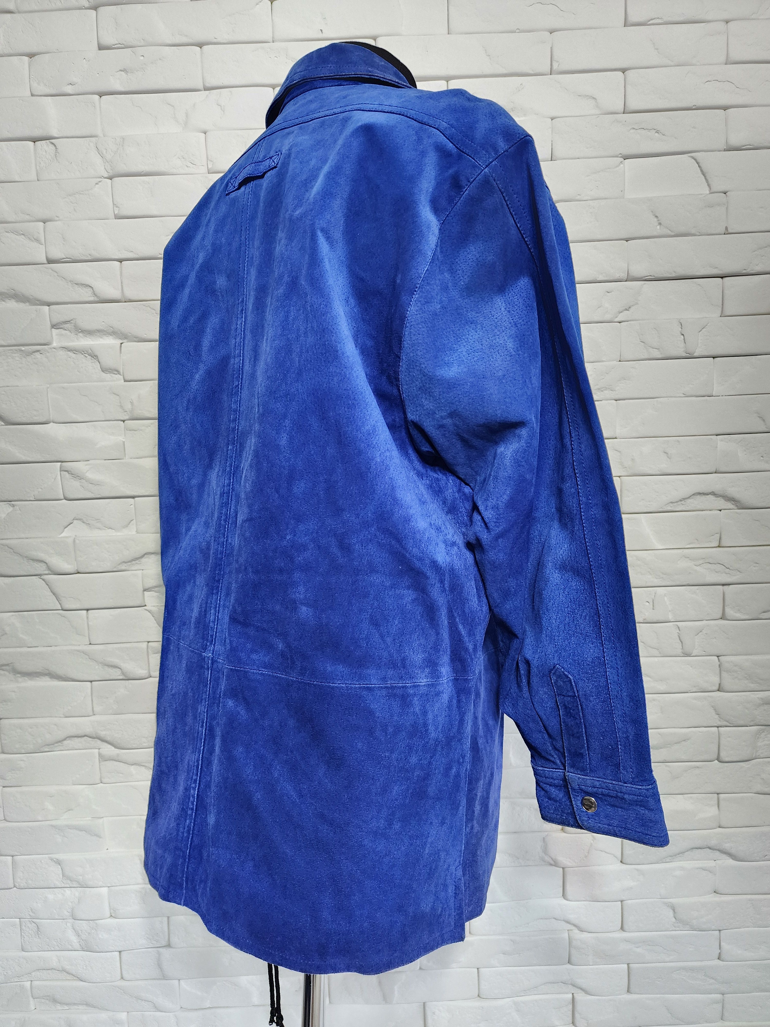 Other Blue Suede Leather Shirt: Women's Metal Zipper Jacket Size XXL / US 16-18 / IT 52-54 - 5 Thumbnail