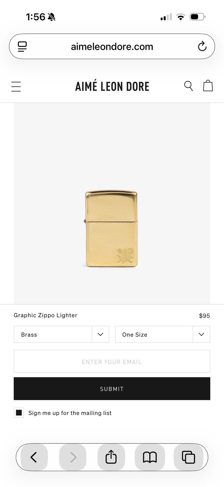 Aime Leon Dore Aime Leon Dore Brass Zippo Lighter Size ONE SIZE - 2 Thumbnail