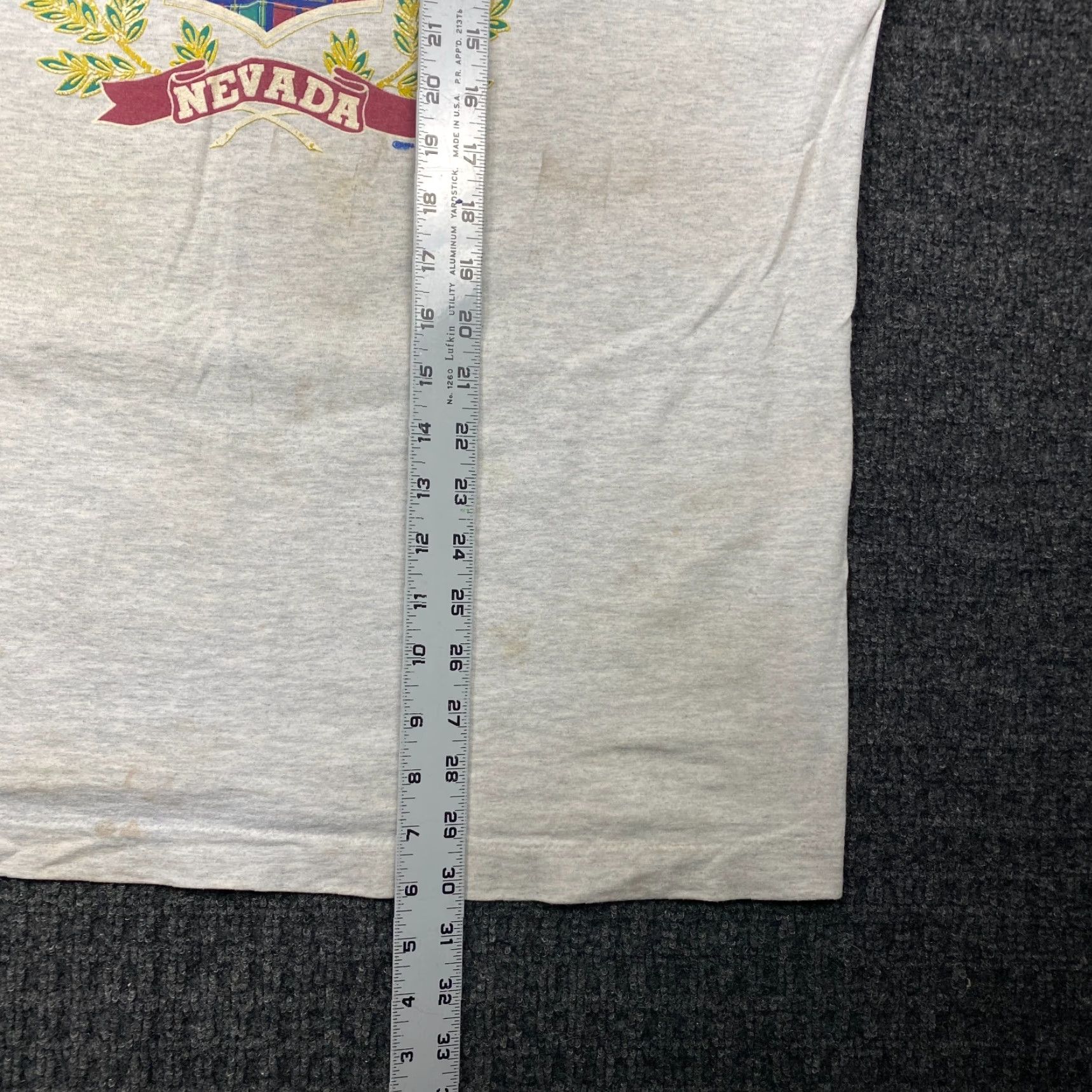 Fruit Of The Loom VINTAGE Fruit of the Loom T-Shirt Graphic Print USA Single Stitch Gray XL Crew Neck Short Sleeve Unisex Adults 80s 90s Laurels College Spellout Size US XL / EU 56 / 4 - 7 Thumbnail