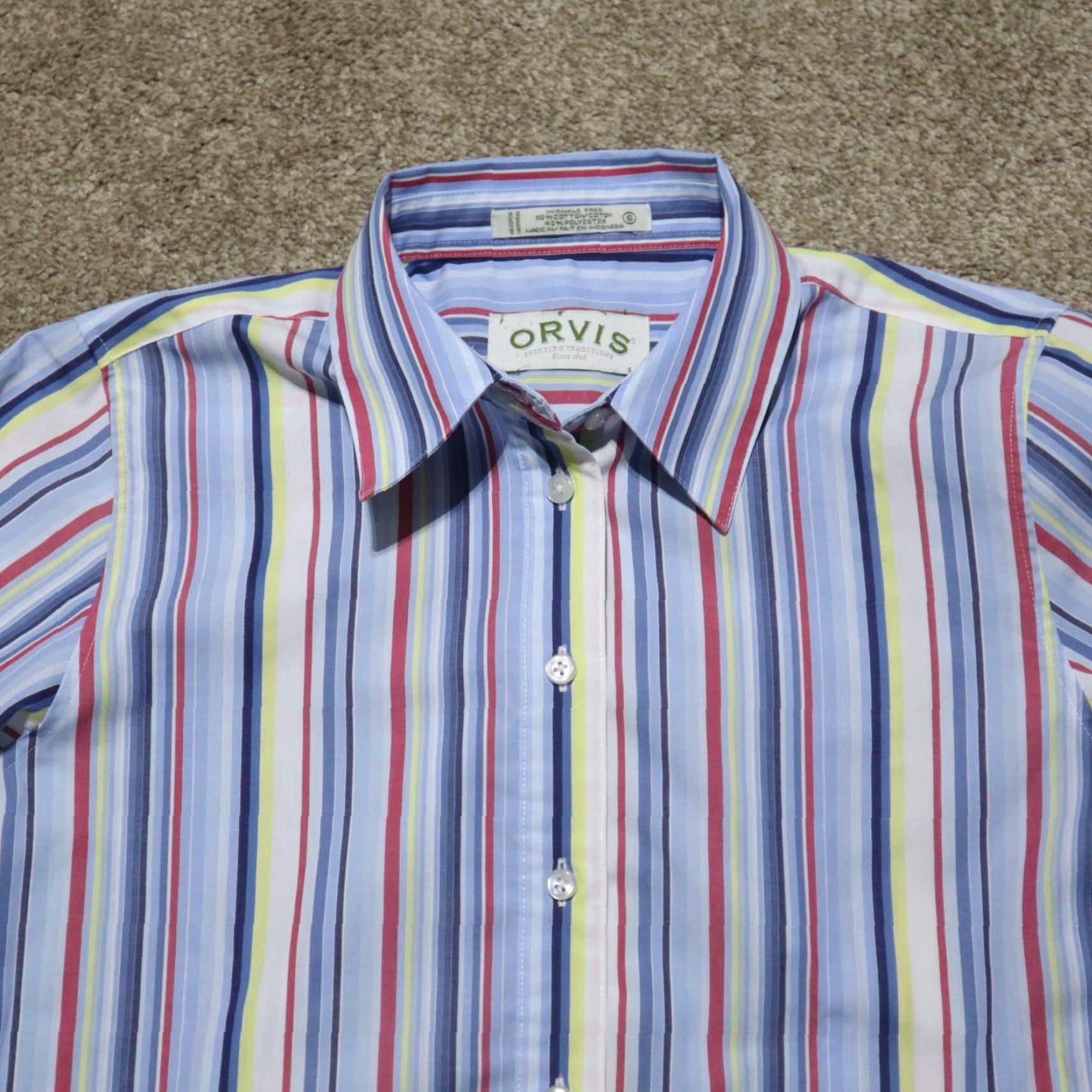 Orvis Orvis Shirt, Ladies Women, Multicolor Striped Button-Up Long Sleeve Size 6, Casual Outdoor All Seasons, Logo Accent, Cotton Polyester, Regular Fit Size M / US 6-8 / IT 42-44 - 2 Thumbnail