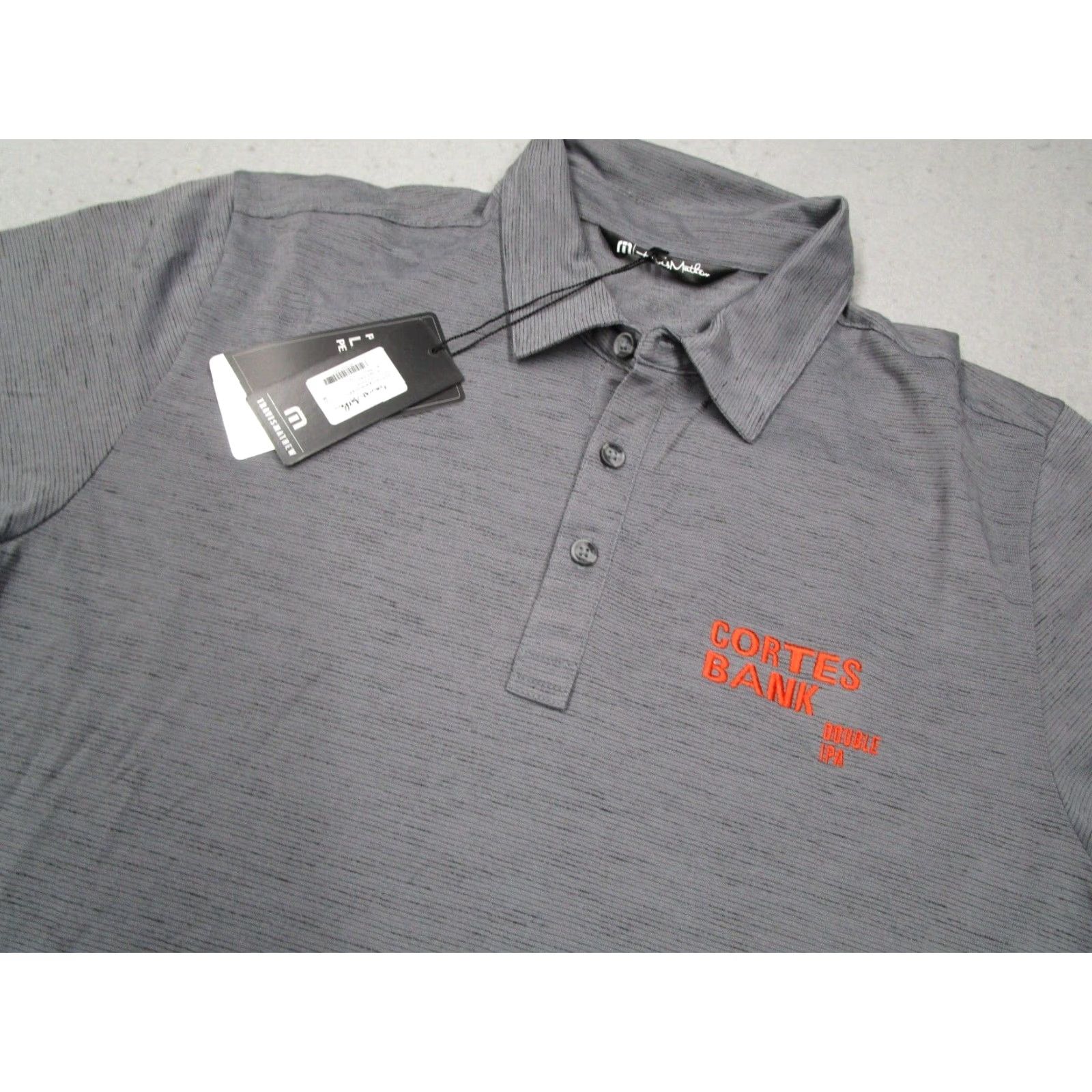 TravisMathew Travis Mathew Shirt Mens Medium Gray Auckland Slub Polo Beer Golden Road Embroidered Sleeve Golf Casual Workwear Size US M / EU 48-50 / 2 - 2 Thumbnail