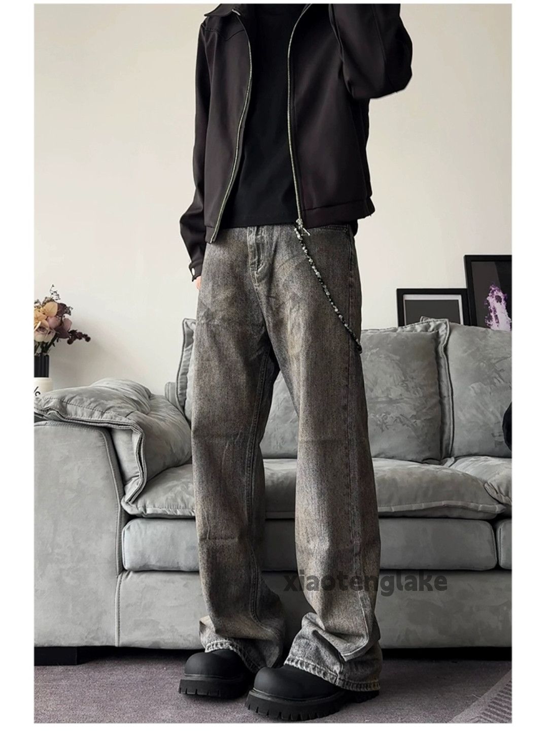 Jean × Vintage washed faded loose baggy stain punk grunge jeans Size US 32 / EU 48 - 3 Thumbnail