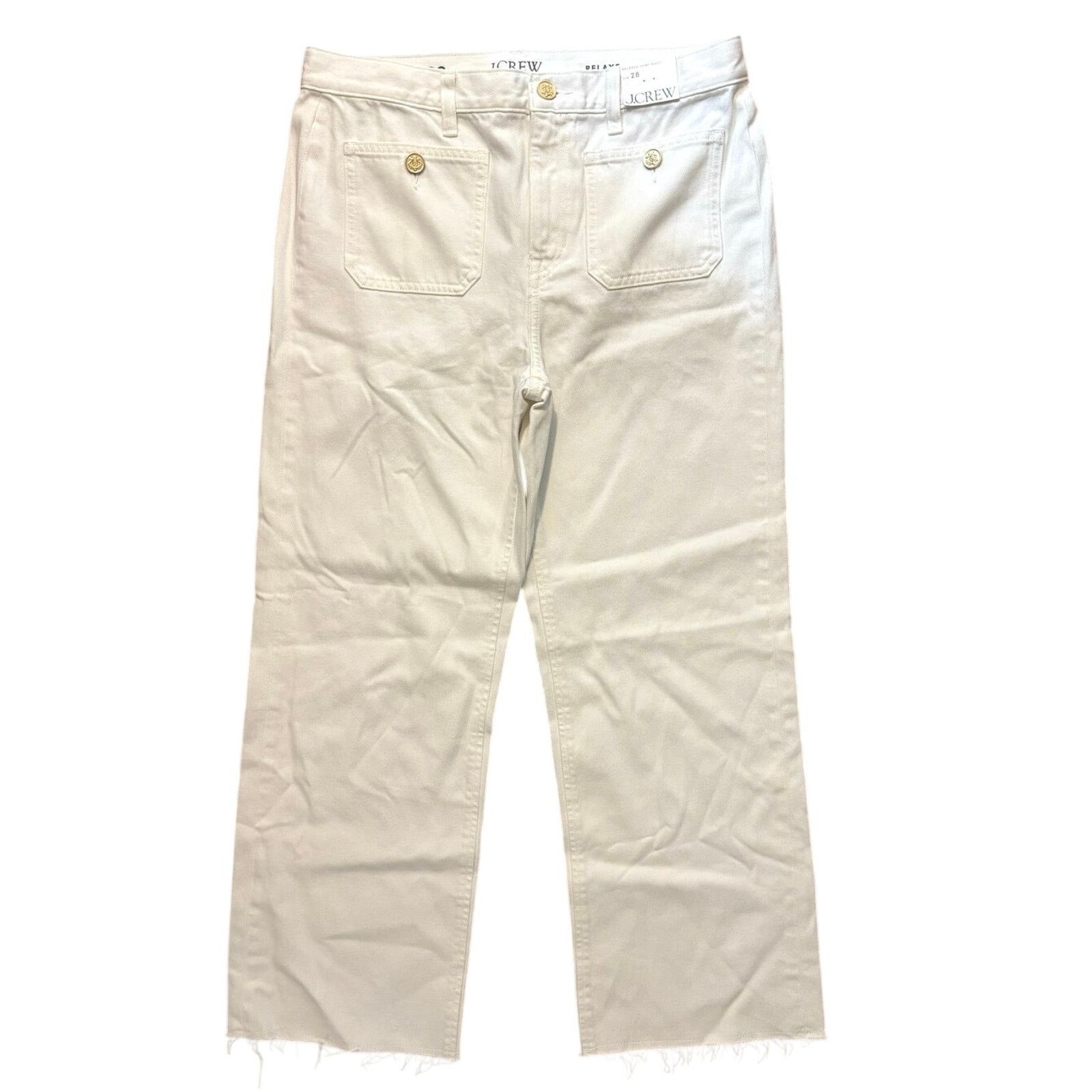 J.Crew NWT J.Crew Sailor Mid Rise Relaxed Demi Boot Jean White 28 Size 28" / US 6 / IT 42 - 3 Thumbnail
