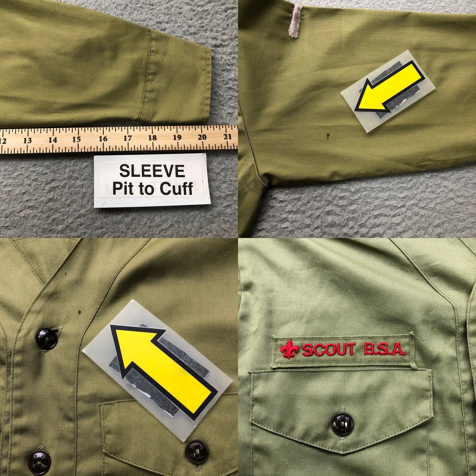 Vintage VINTAGE Boys Scouts Of America BSA Uniform Men Small Shirt Green Long Sleeve Size US S / EU 44-46 / 1 - 8 Thumbnail