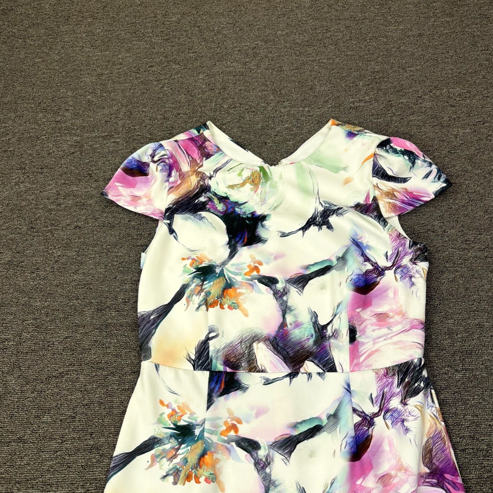 Betsey Johnson Betsey Johnson Dress Womens 12 Multicolor Floral Ruffle Hem Sheath Midi Party Size XL / US 12-14 / IT 48-50 - 2 Thumbnail