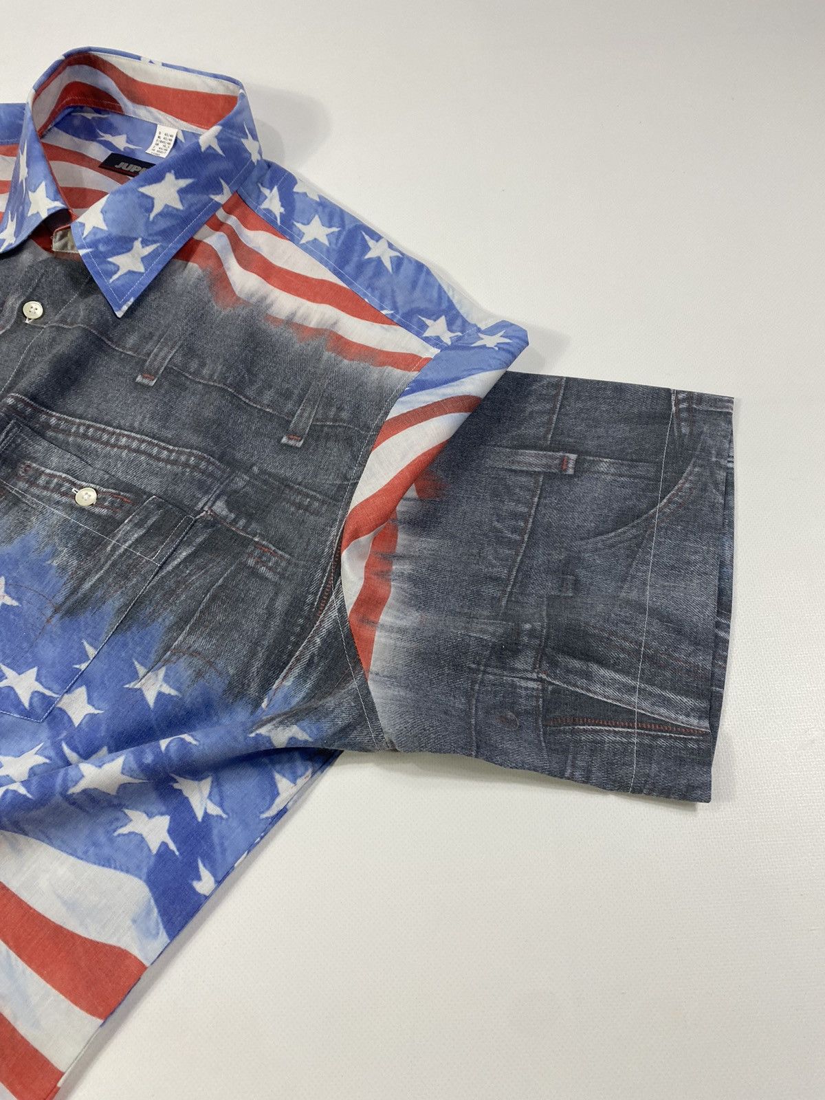 Vintage 🔥LASTDROP🔥 90s American Jeans Flag USA All Over Crazy Shirt Size US XXL / EU 58 / 5 - 4 Thumbnail