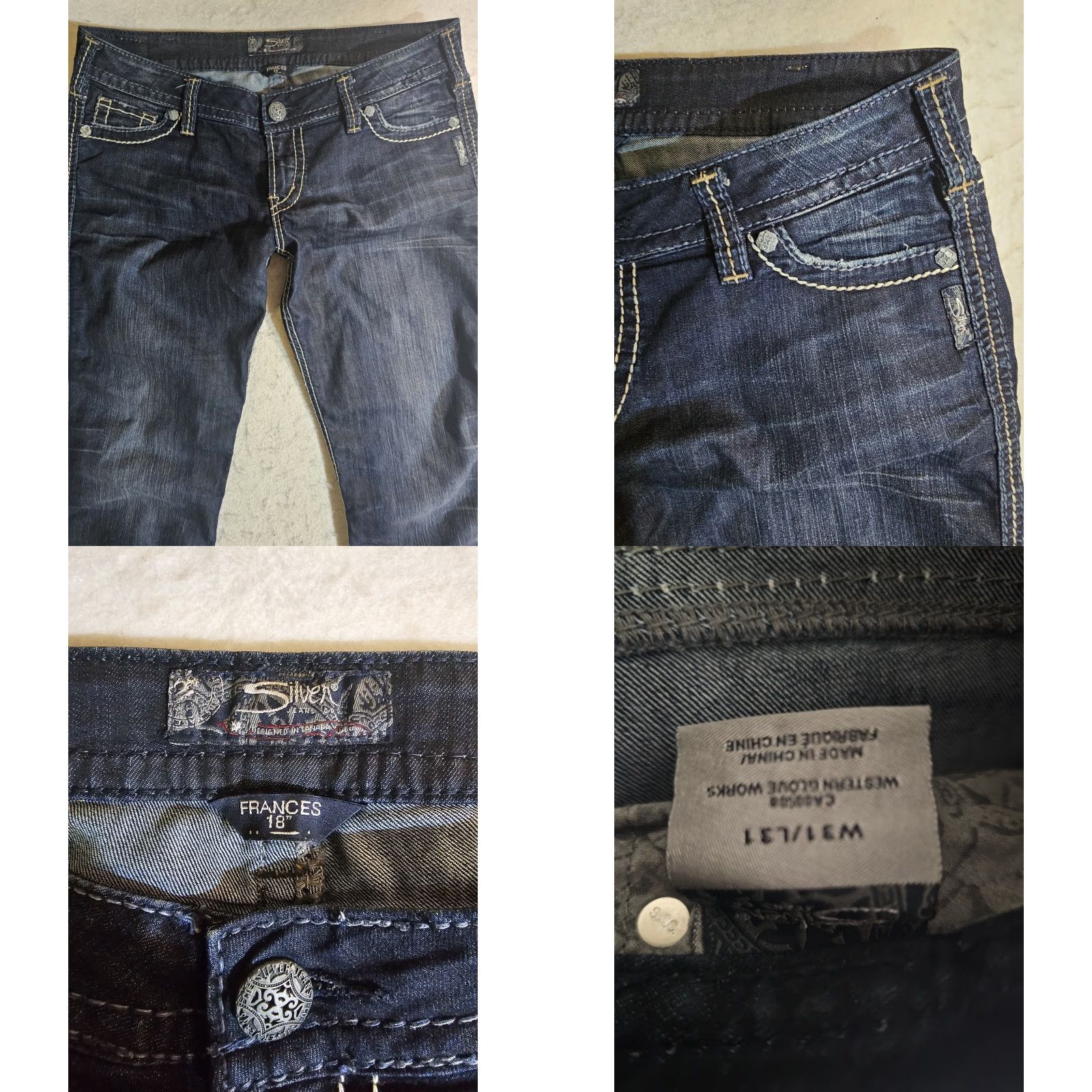 Silver Jeans Co. Silver Jeans Frances Jeans Women W31xL31 Dark Wash Bootcut Mid Stretch Size 24" / US 00 / IT 34 - 8 Thumbnail