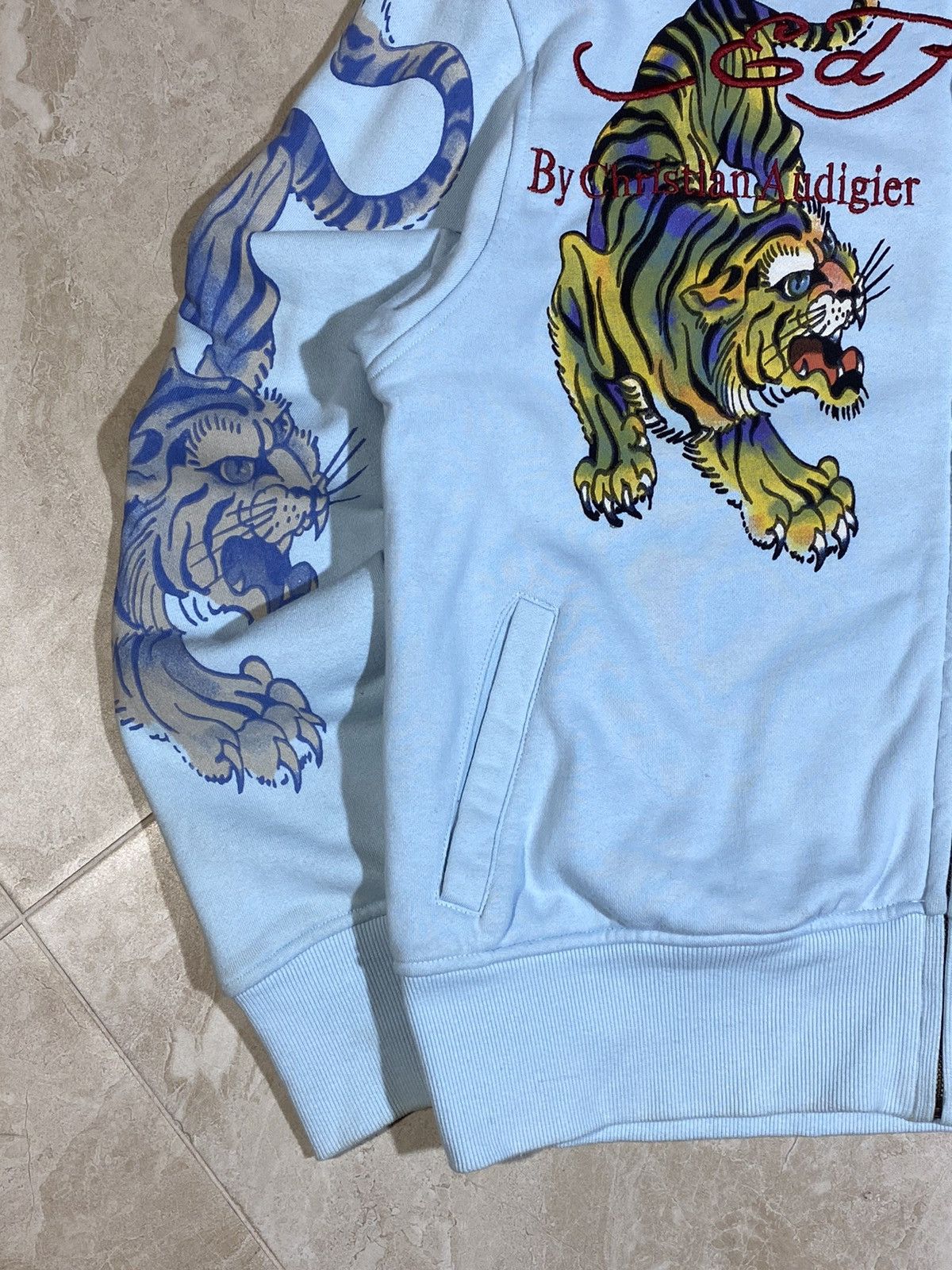 Ed Hardy × Japanese Brand Ed Hardy y2k hype streetwear style light blue zip hoodie Size US M / EU 48-50 / 2 - 4 Thumbnail